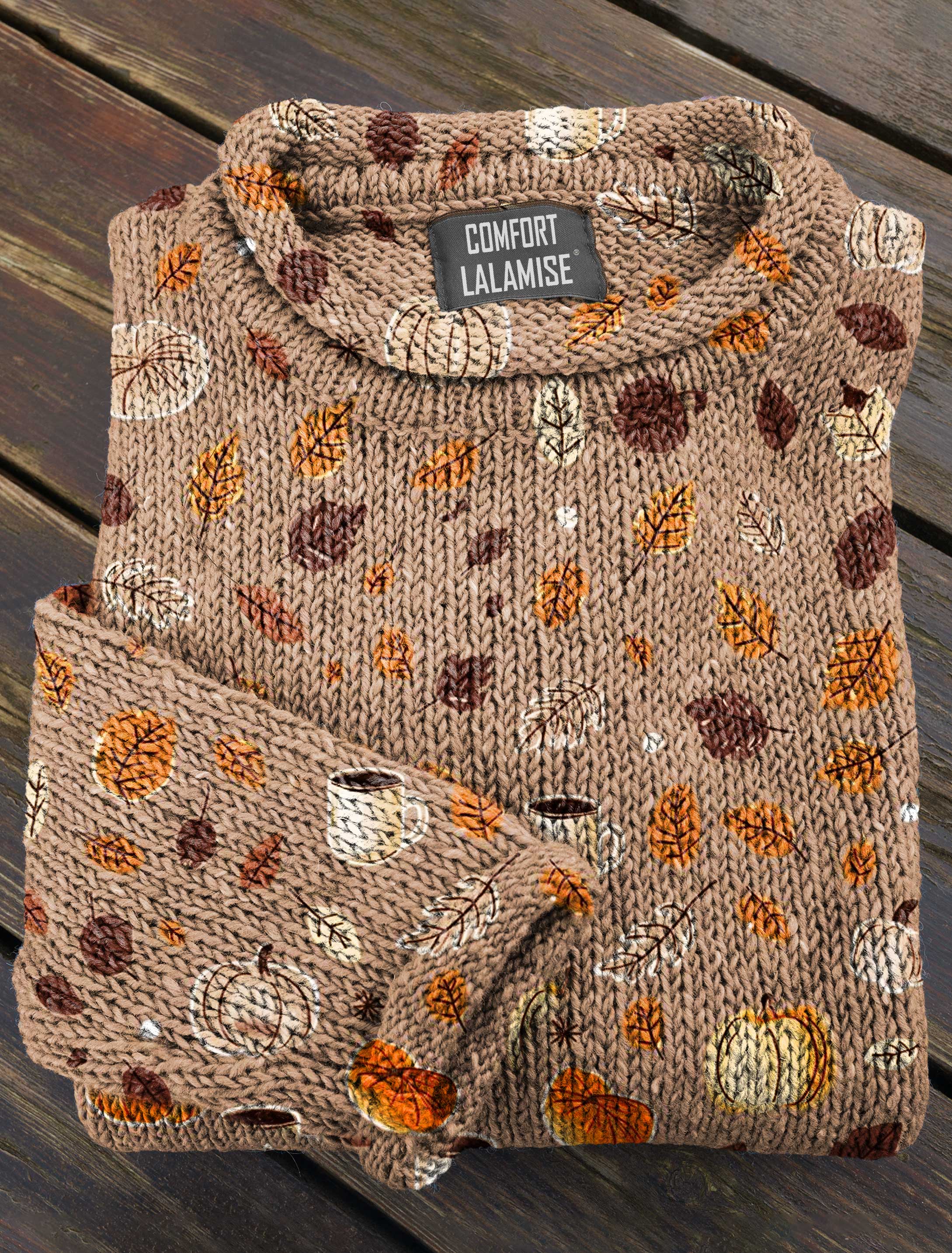 Cute Autumn leaves pumpkin Art Print Casual Pullover Sweater