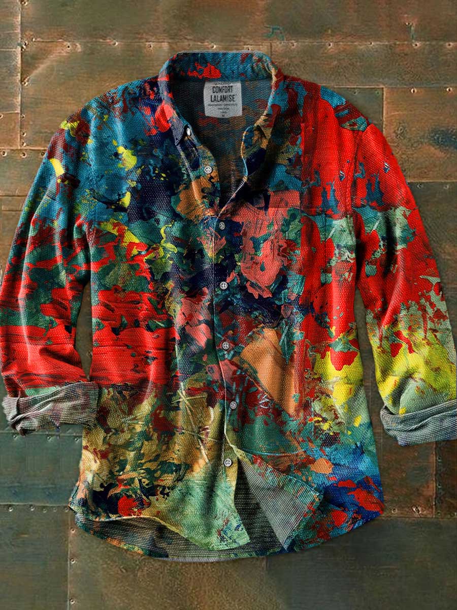 Vintage Abstract acrylic painting Art Print 100% Cotton Long Sleeve Shirt