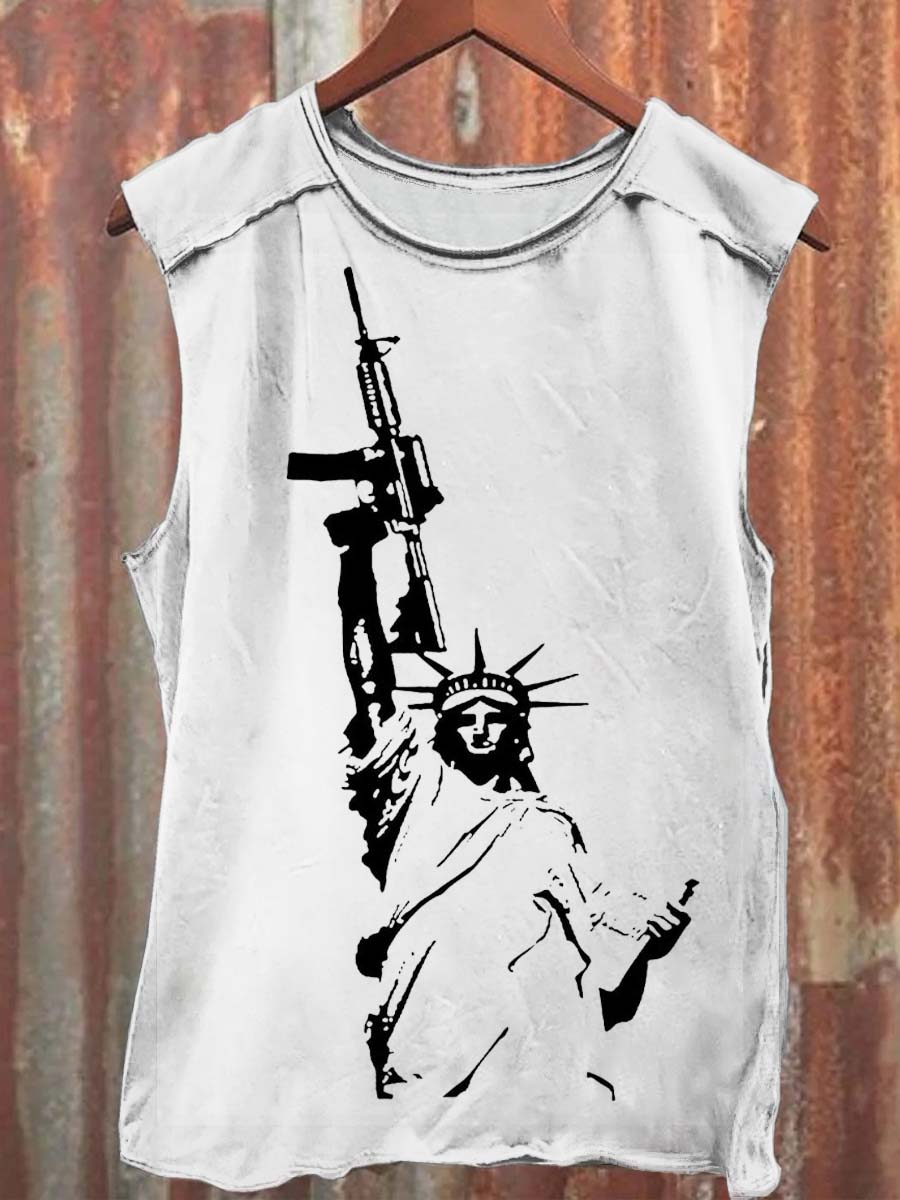 Funny Liberty Print Casual Tank Top