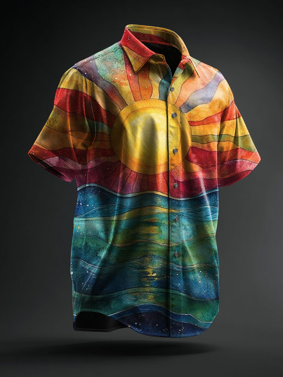 Vintage Print Casual 100% Cotton Shirt