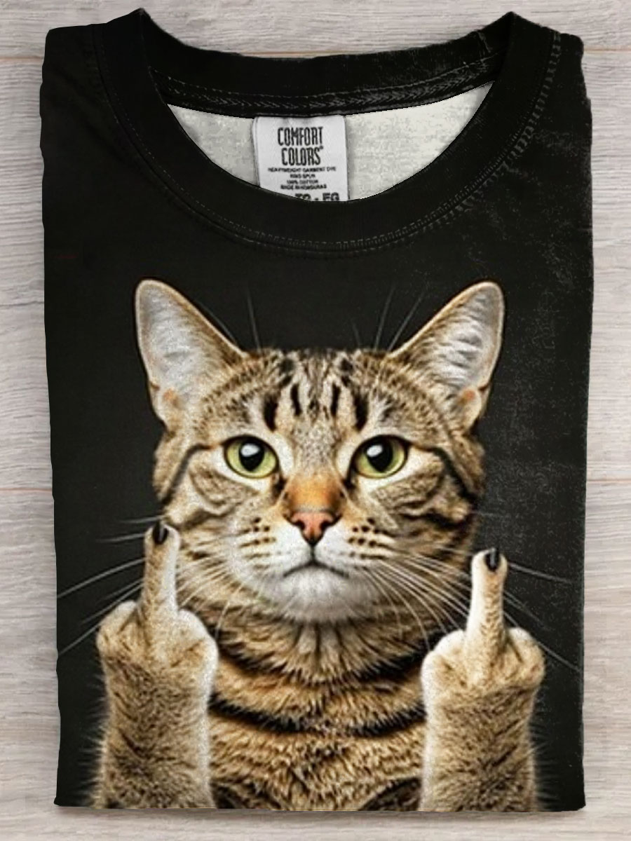 Funny Cat Art Print Casaul Short Sleeve T-shirt