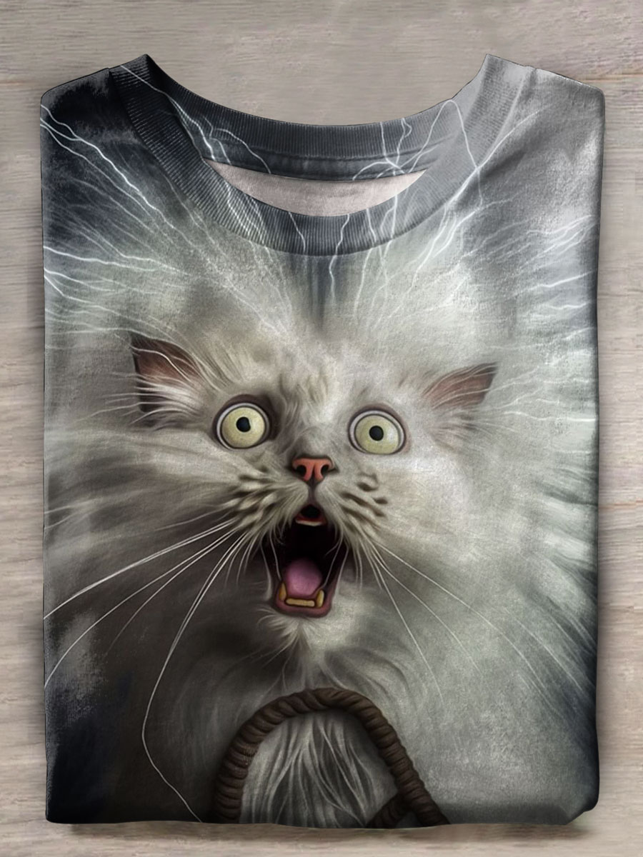 Cat Print Casual T-shirt