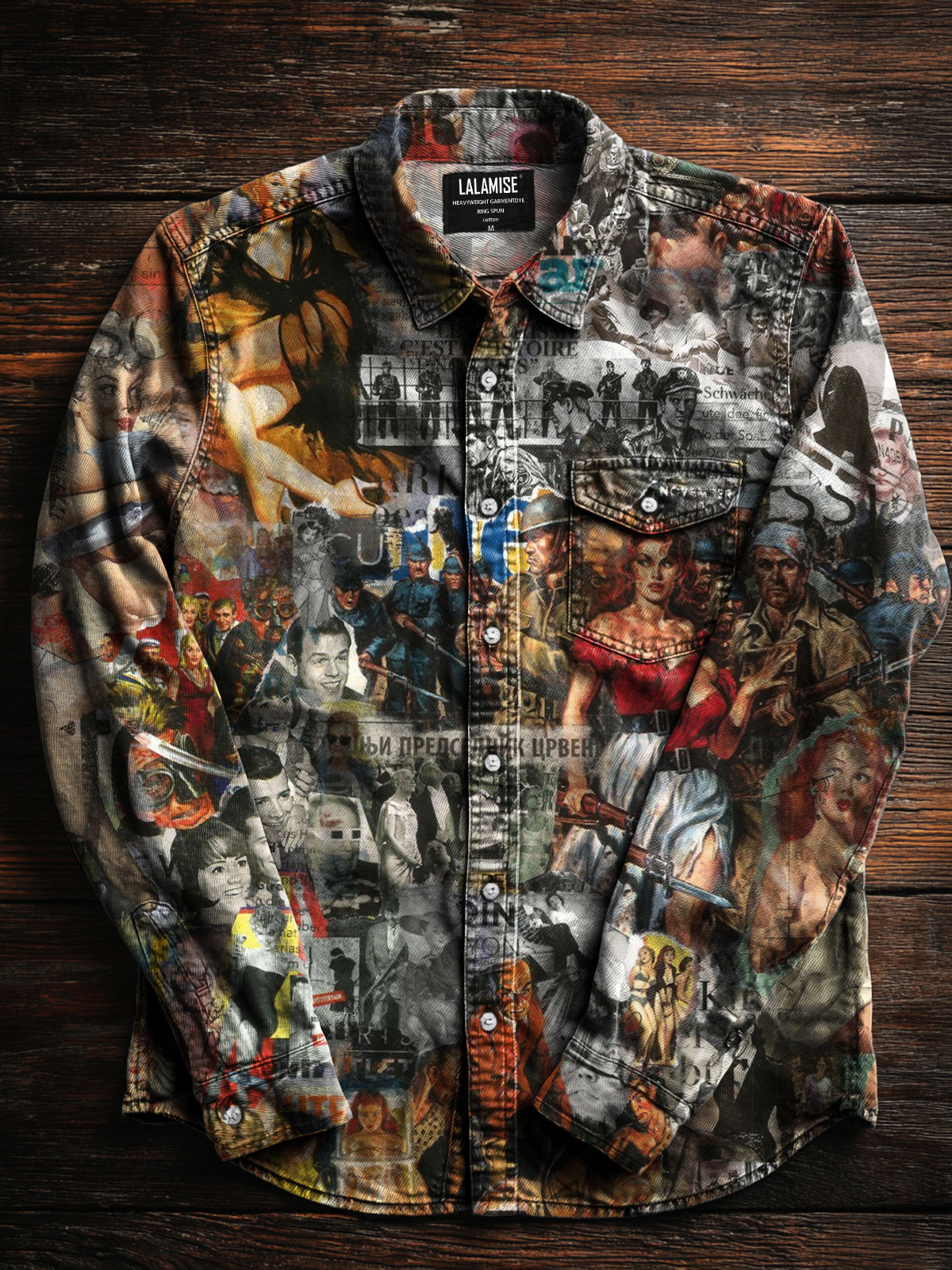 Vintage Art Print 100% Cotton Long Sleeve Shirt