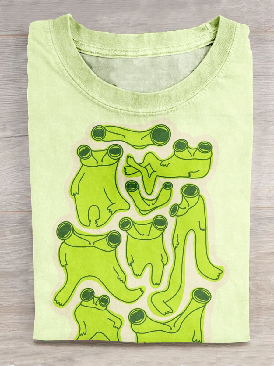 Funny Frog Print Short Sleeves