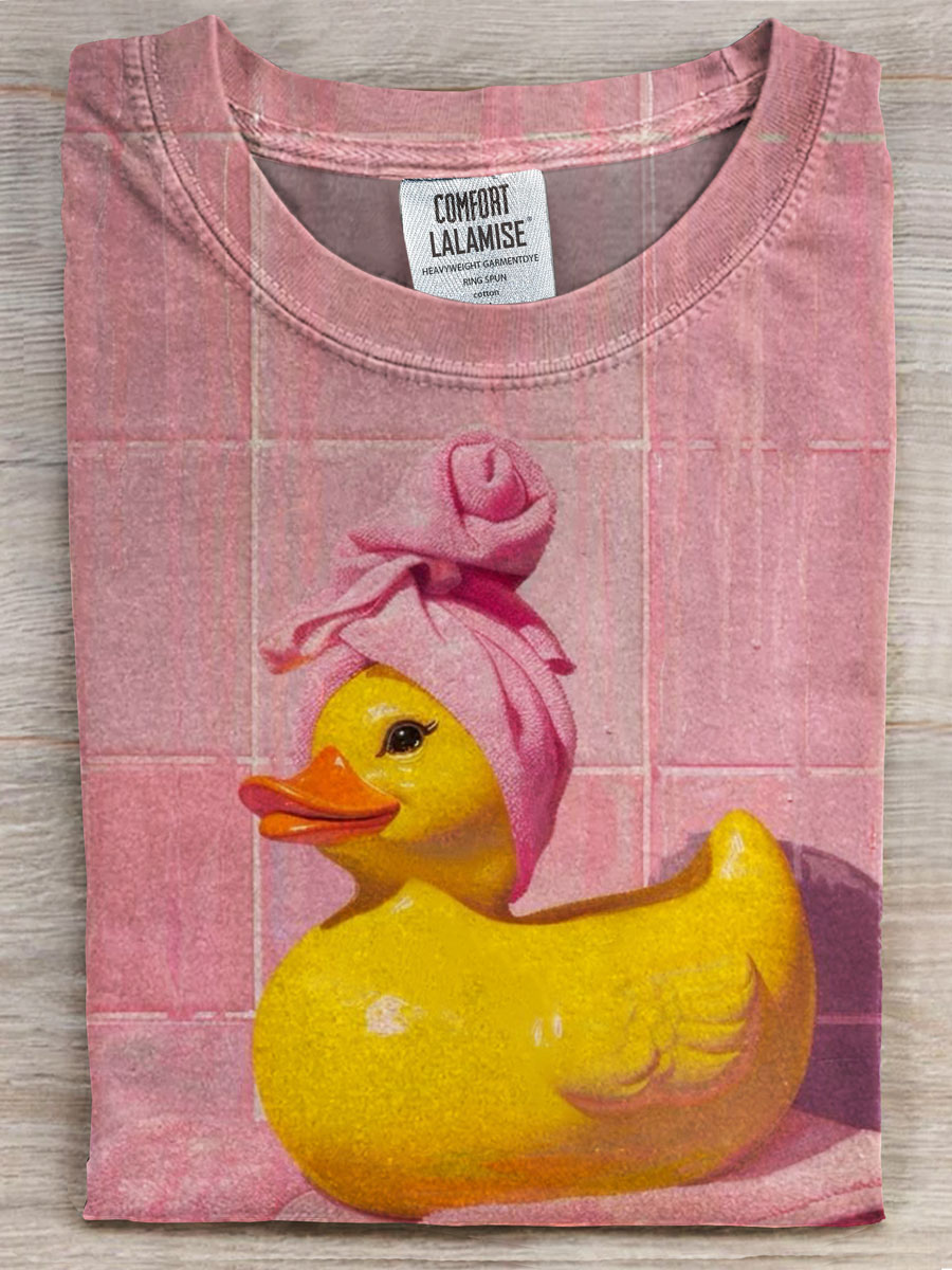 Cute Duck Print Casual T-shirt