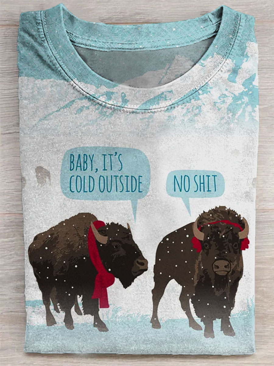 Funny Cow Print Casual T-shirt