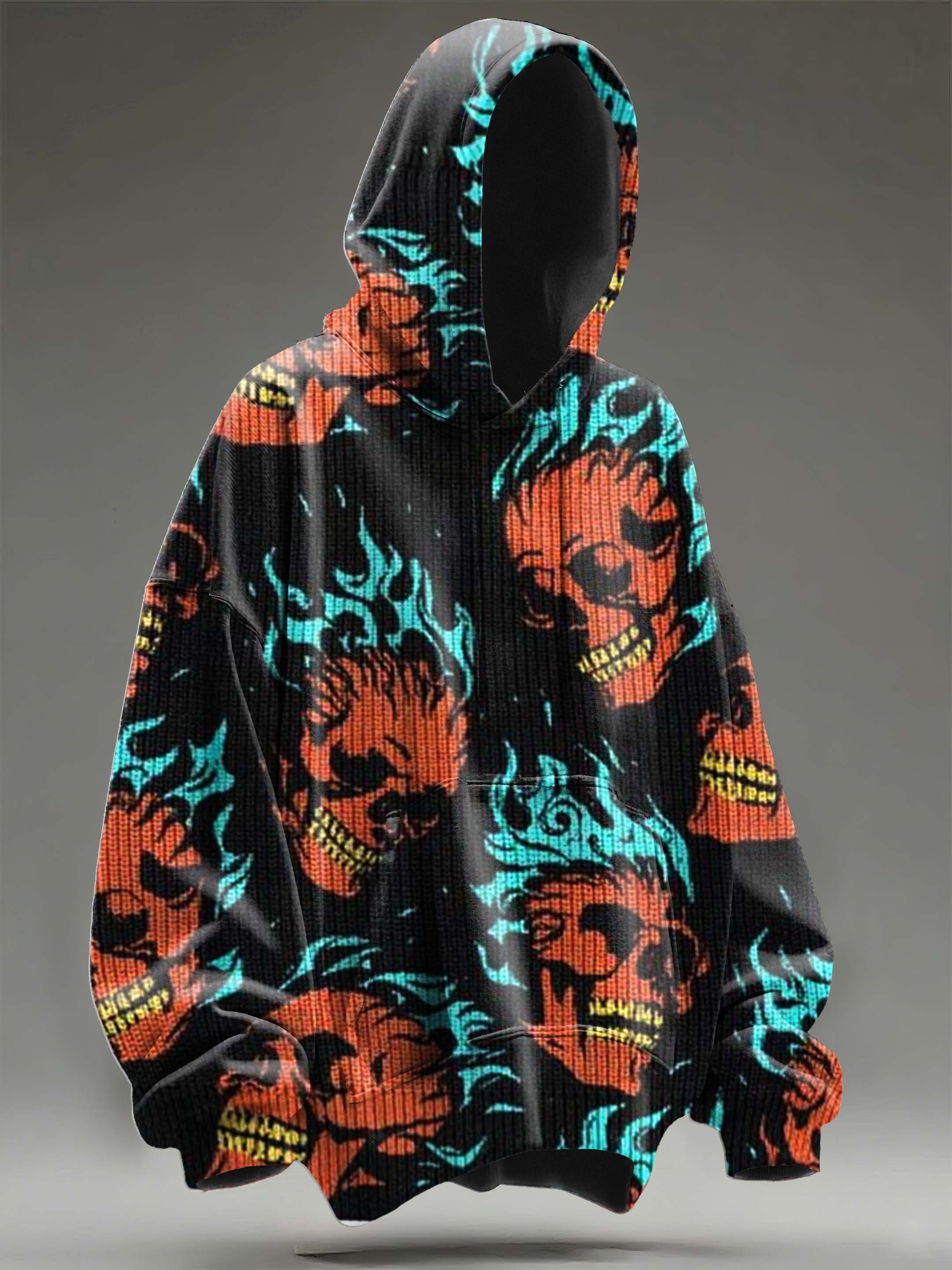 Flame Blood Skull Art Print Casual Hoodie Sweatshirt