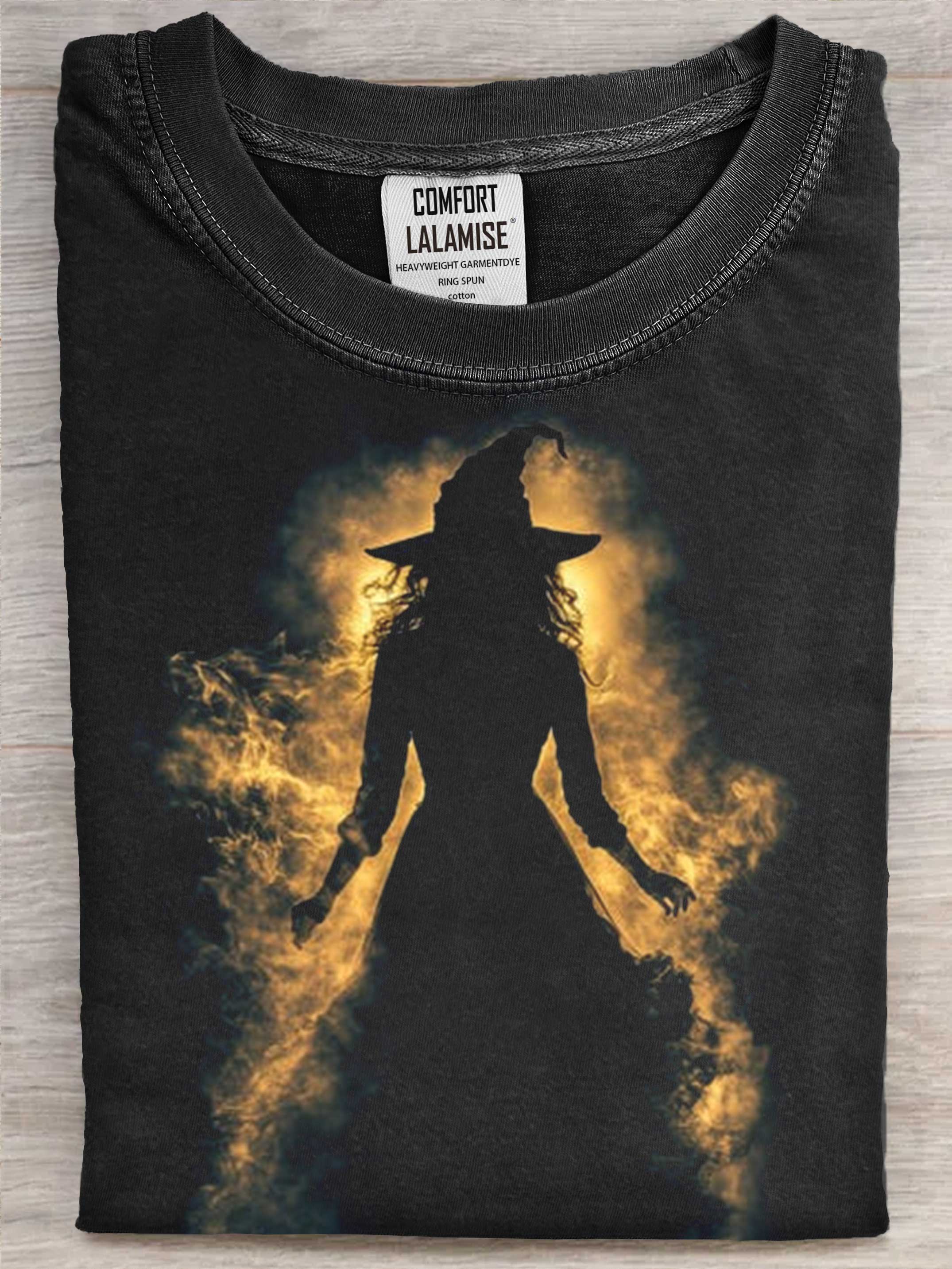 Halloween Witch Art Print Causal Cotton Short Sleeve T-shirt