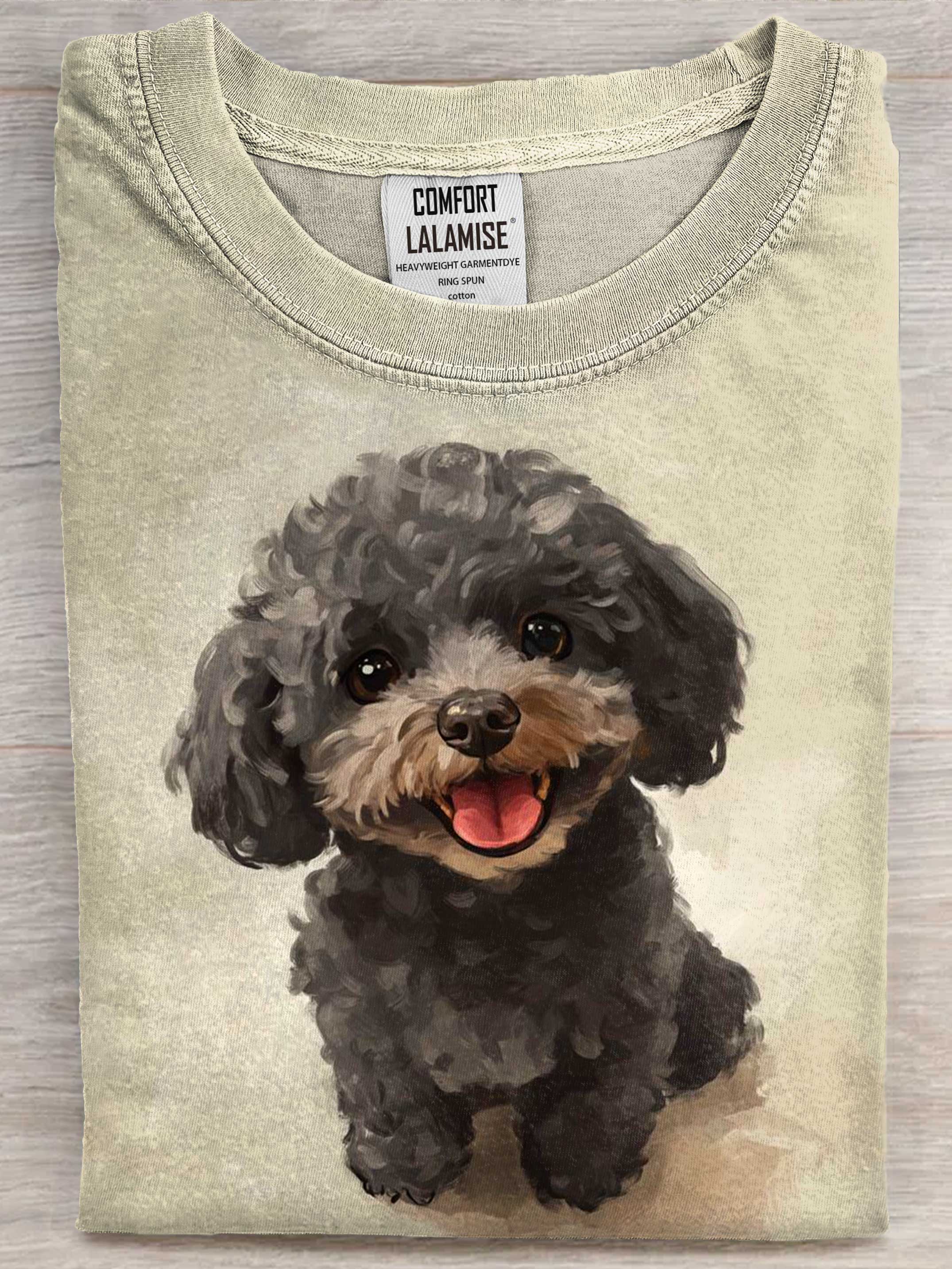 Cute Teddy Dog Art Print Casaul Short Sleeve T-shirt