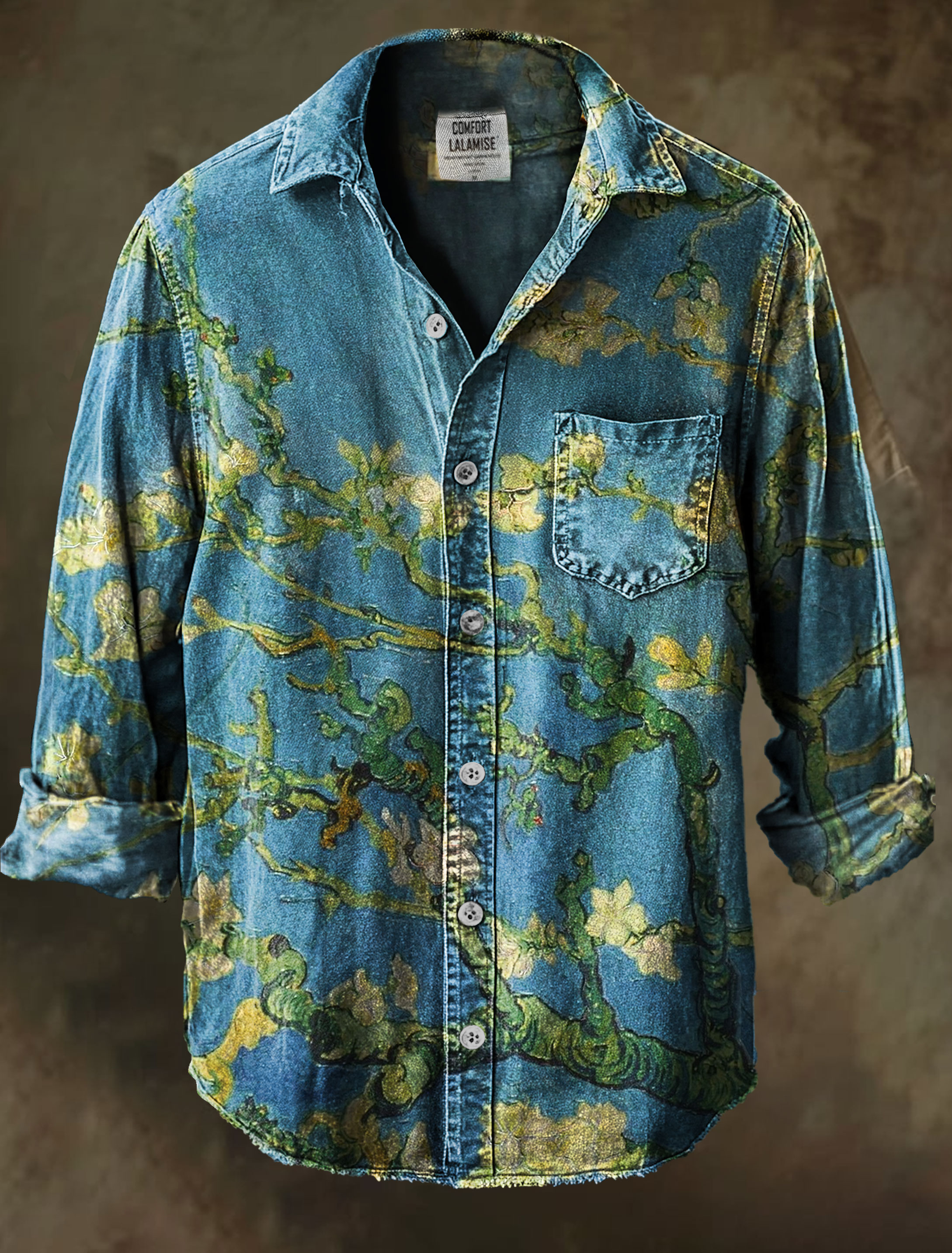 Vintage Almond Blossom Art Print 100% Cotton Long Sleeve Shirt