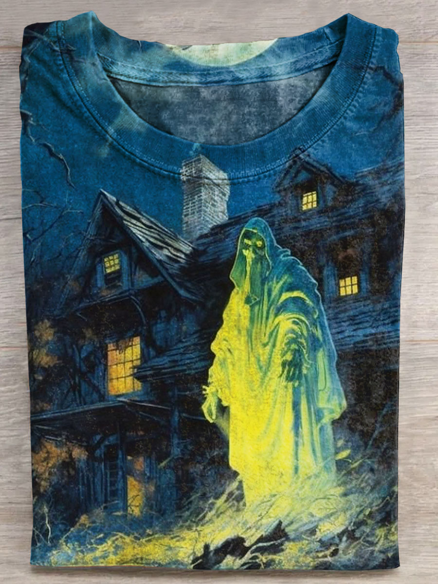 Dark Horror Print Short Sleeve Top