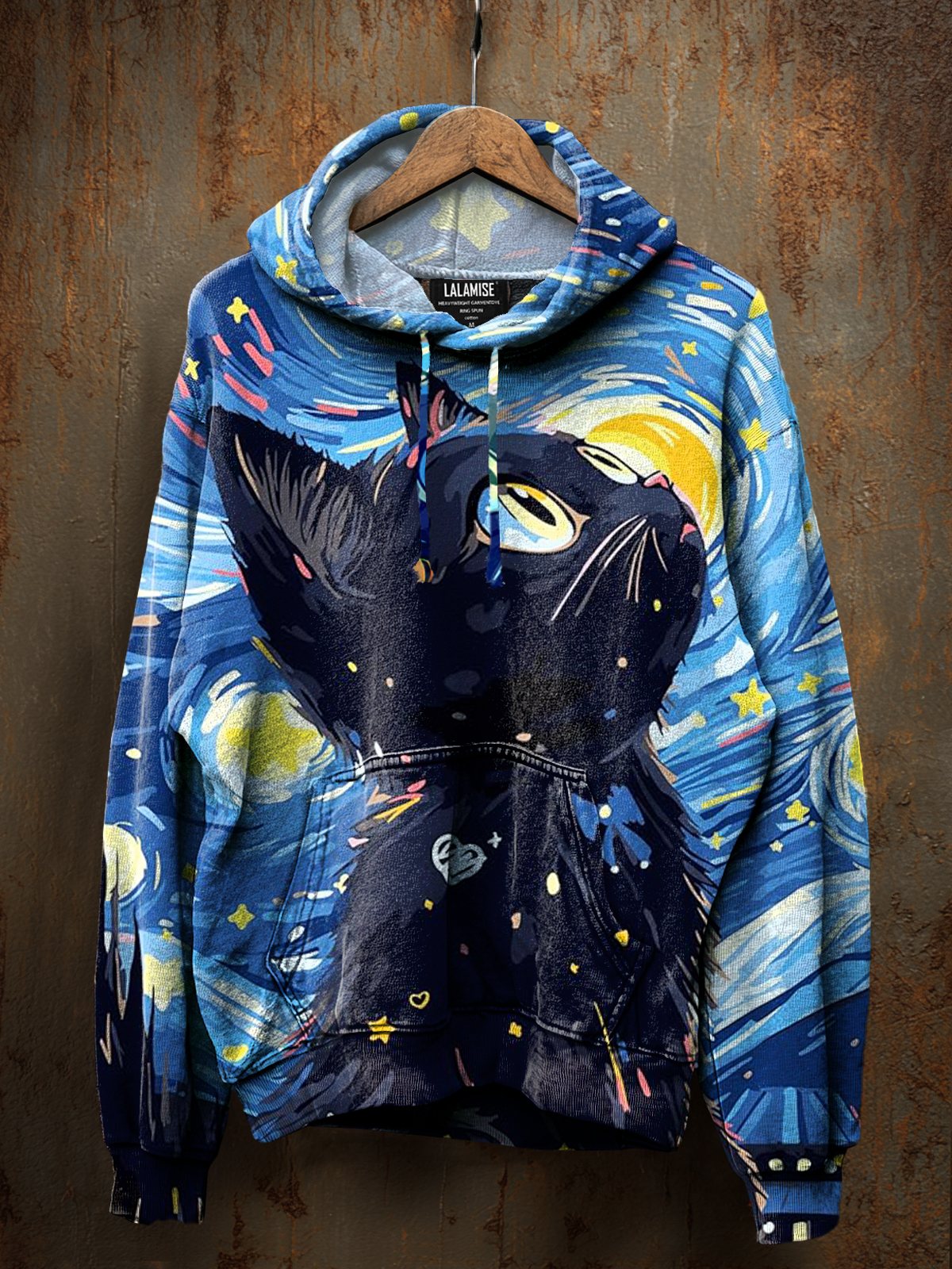 Cute Fantacy Whimsical Night sky cat Art Print Casual Sweatshirt