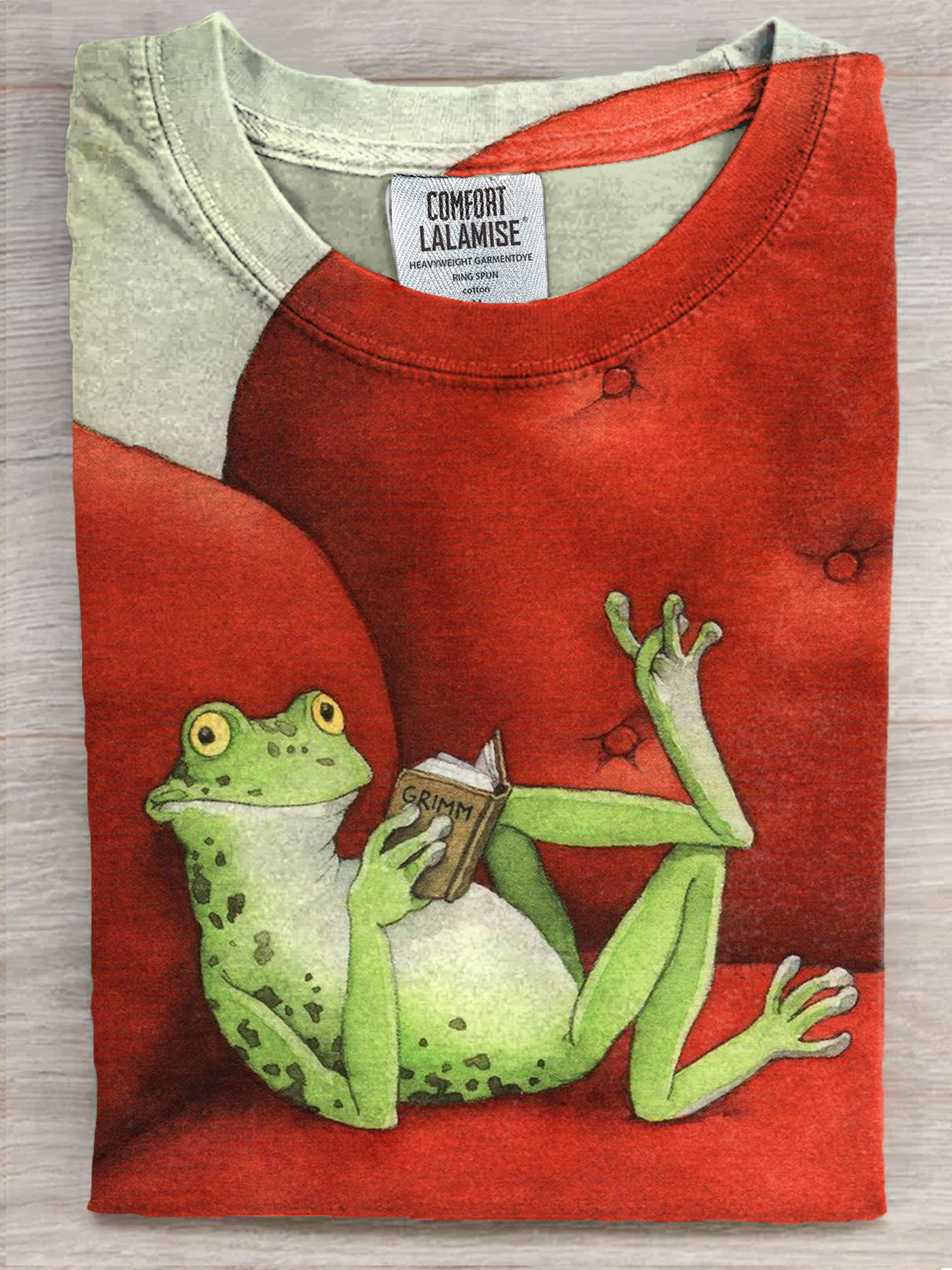 Funny Frog Book Lover Art Print Casaul Short Sleeve T-shirt