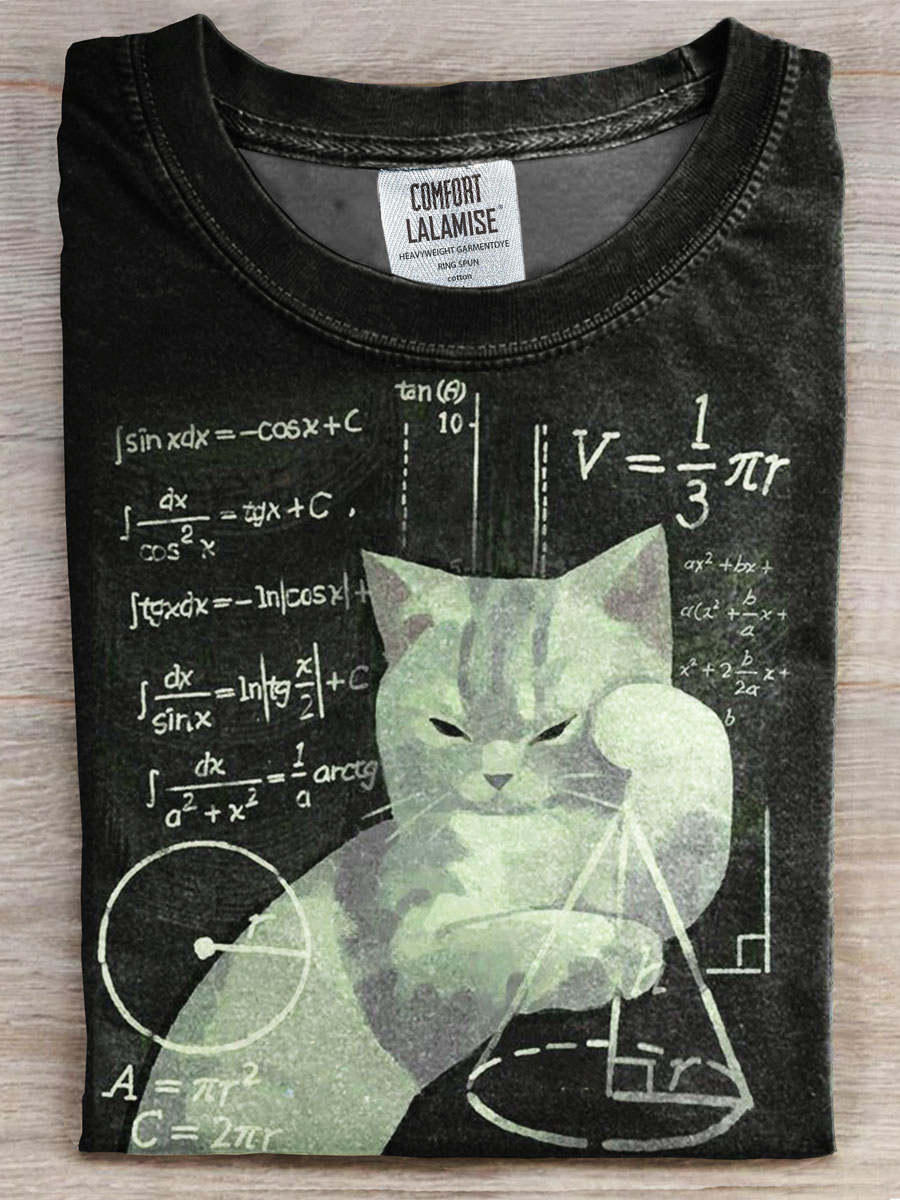 Cat Art Print Casual T-shirt