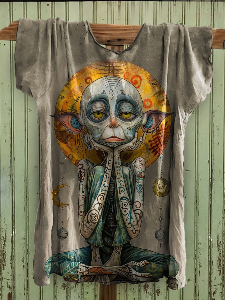 Dark Fantasy Print Cotton Crew Tee