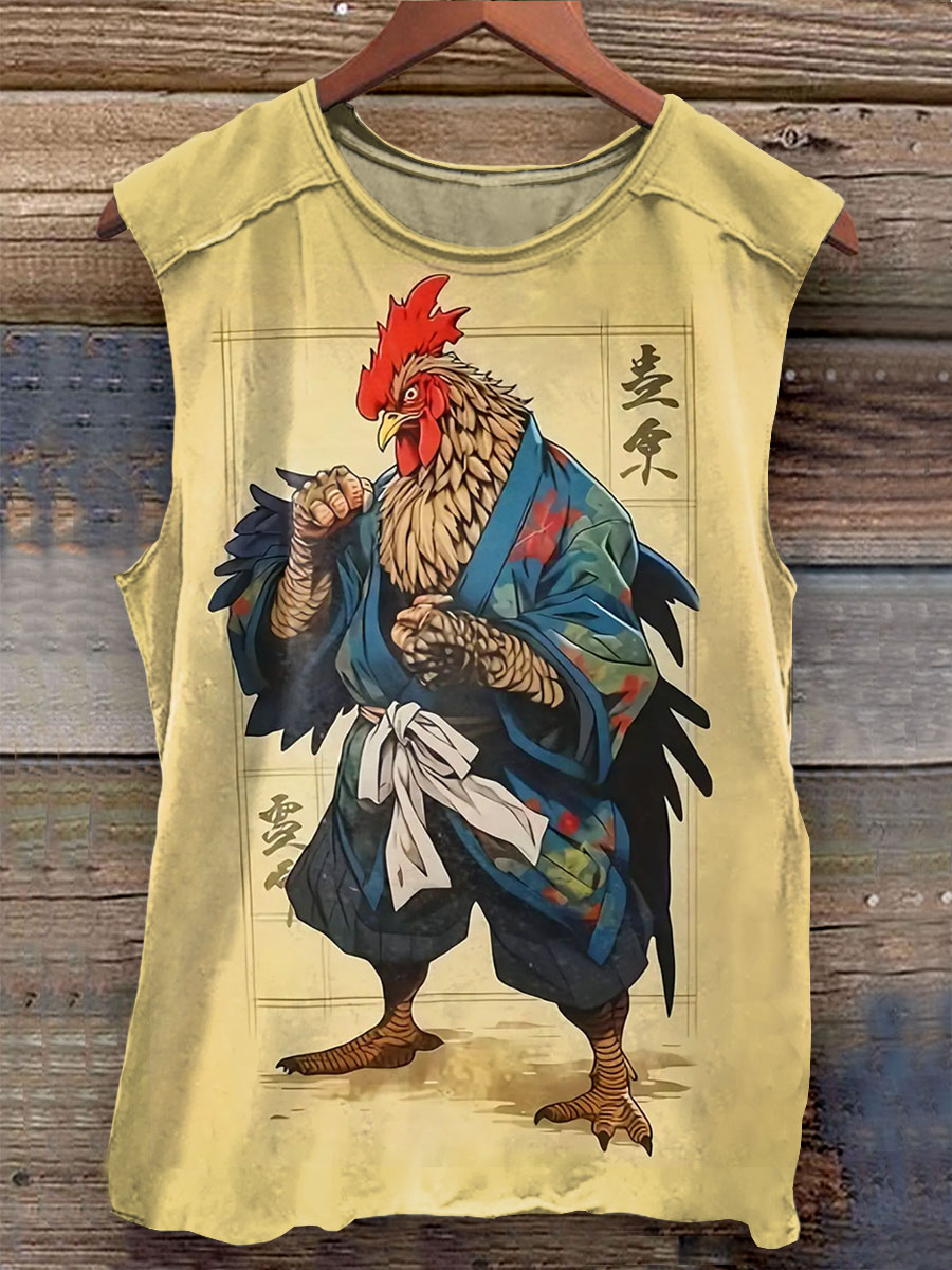 Rosster Art Print 100% Cotton Casual Tank Top