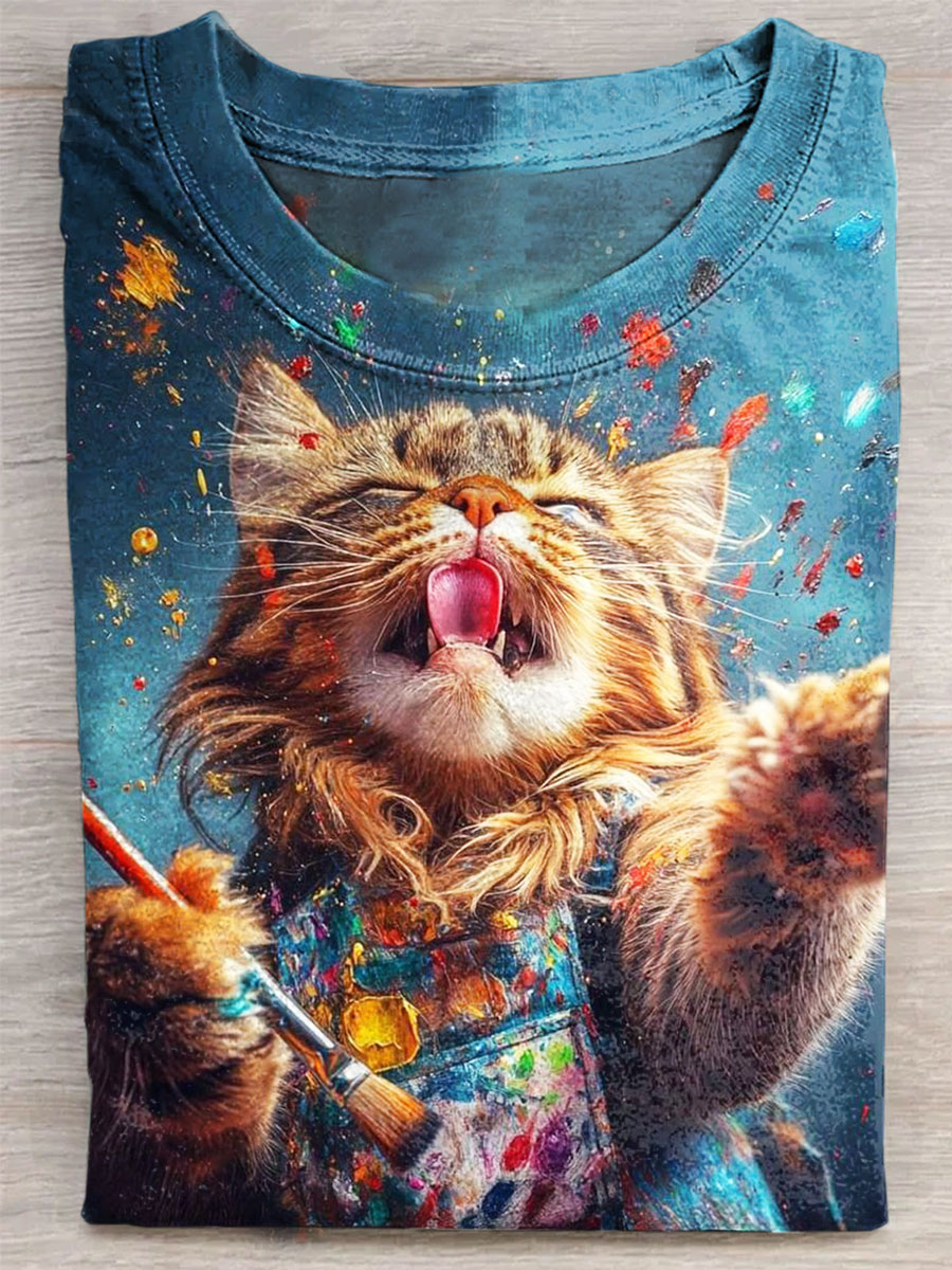 Cat Print Casual Top