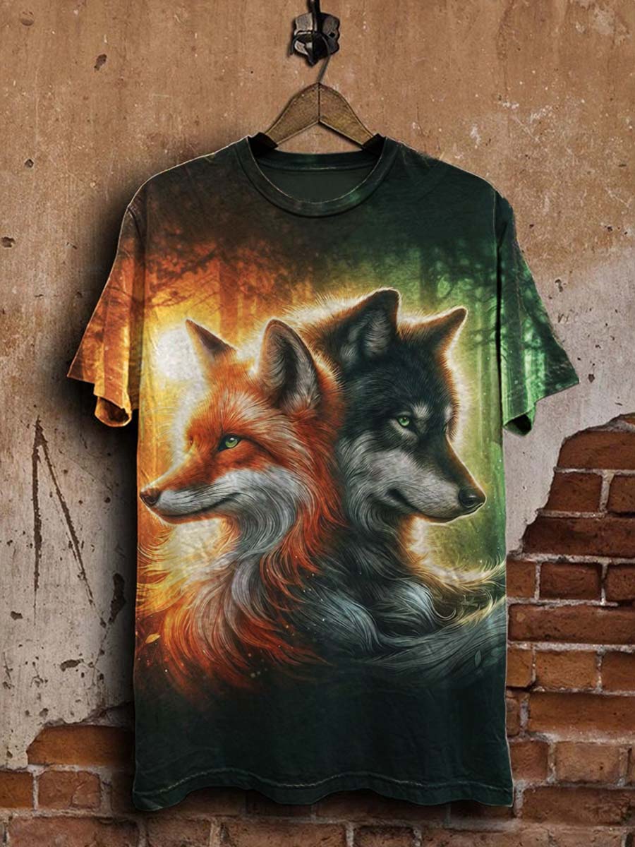 Fox & Wolf Printed Casual Short Sleeve T-Shirt