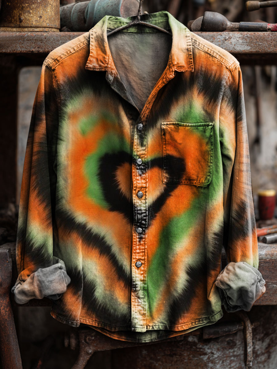 Tie-Dye Art Print 100% Cotton Long Sleeve Shirt