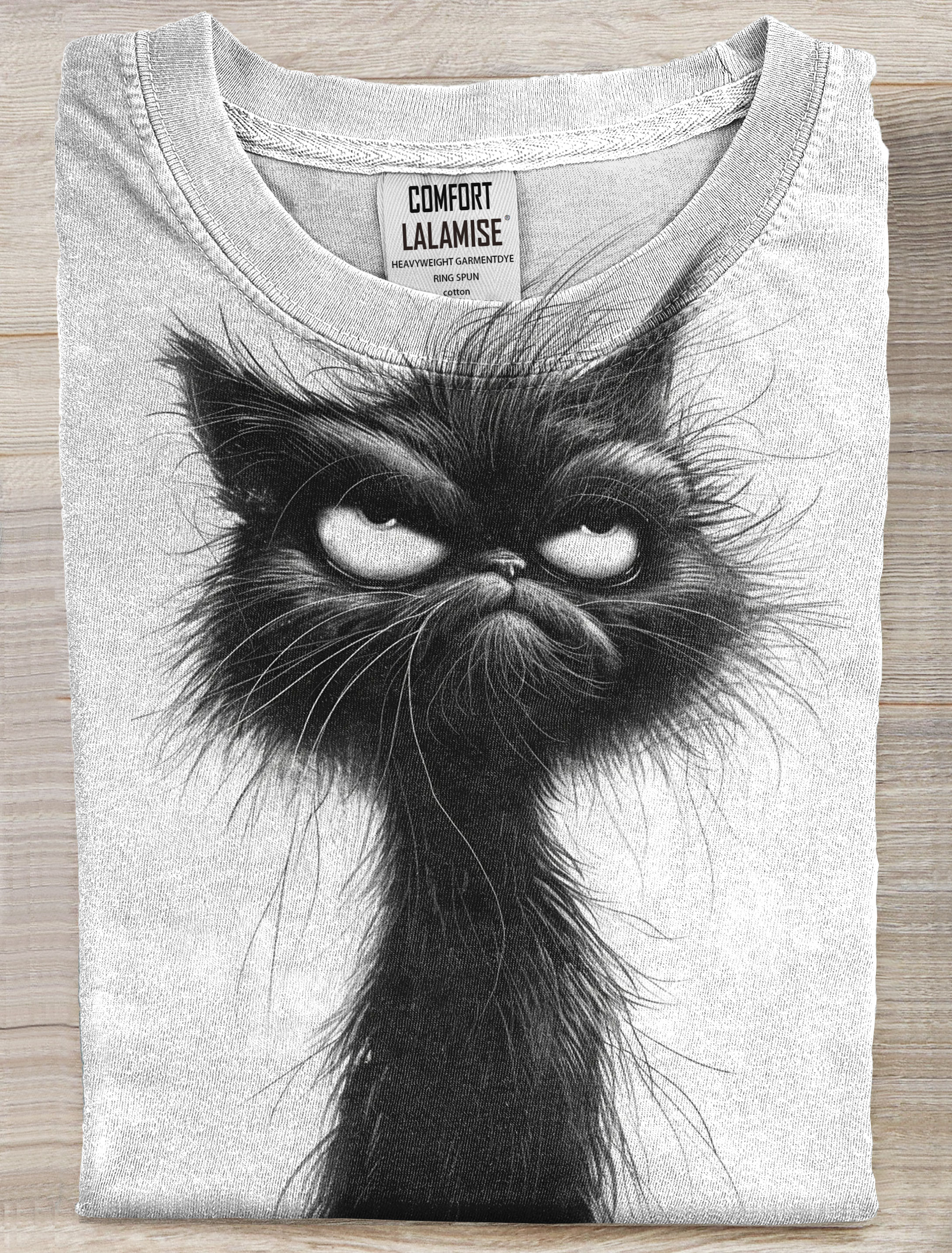 Angry Cat Art Print Casaul Short Sleeve T-shirt
