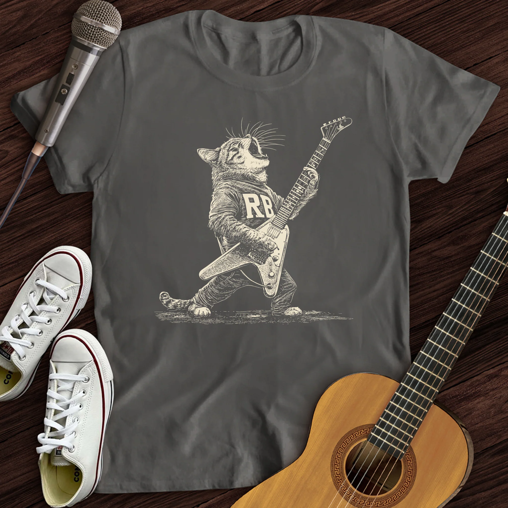 Engraved Rockstar Cat T-Shirt