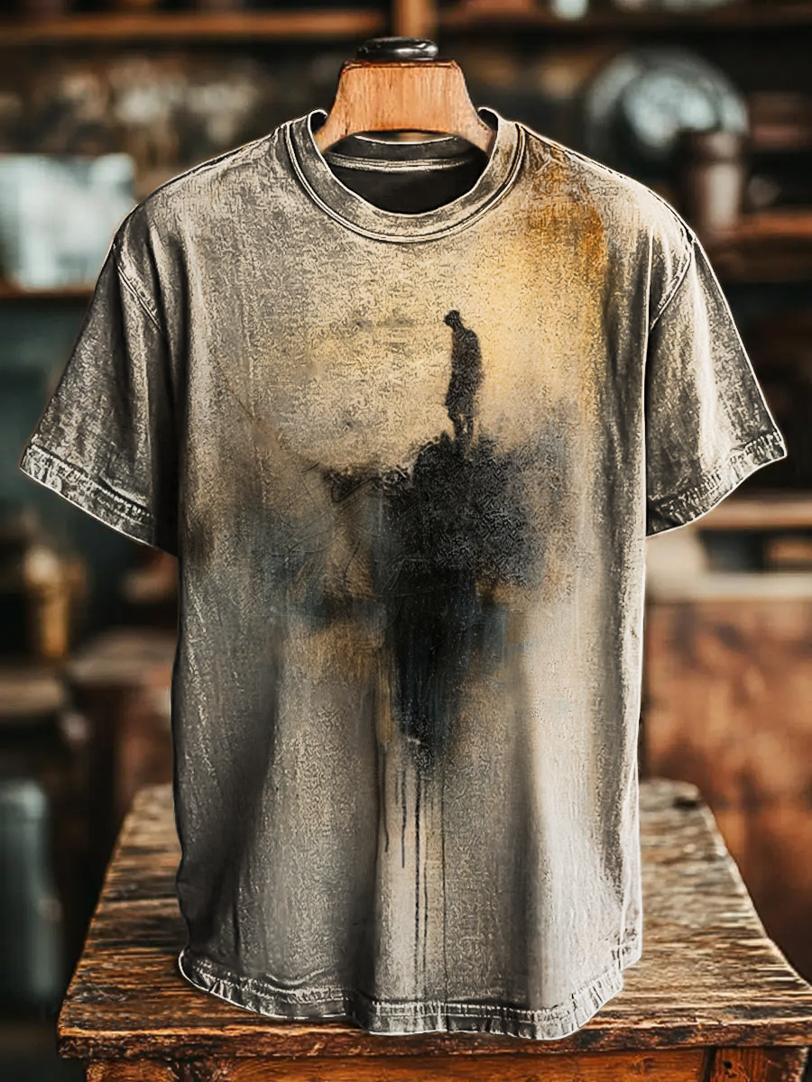 Retro Dark Abstract Art Print T-shirt