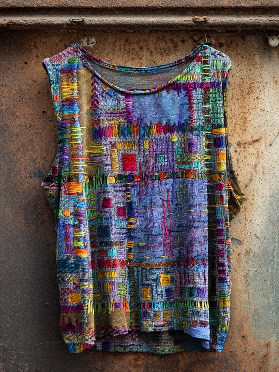 Vintage Art Print 100% Cotton Casual Tank Top