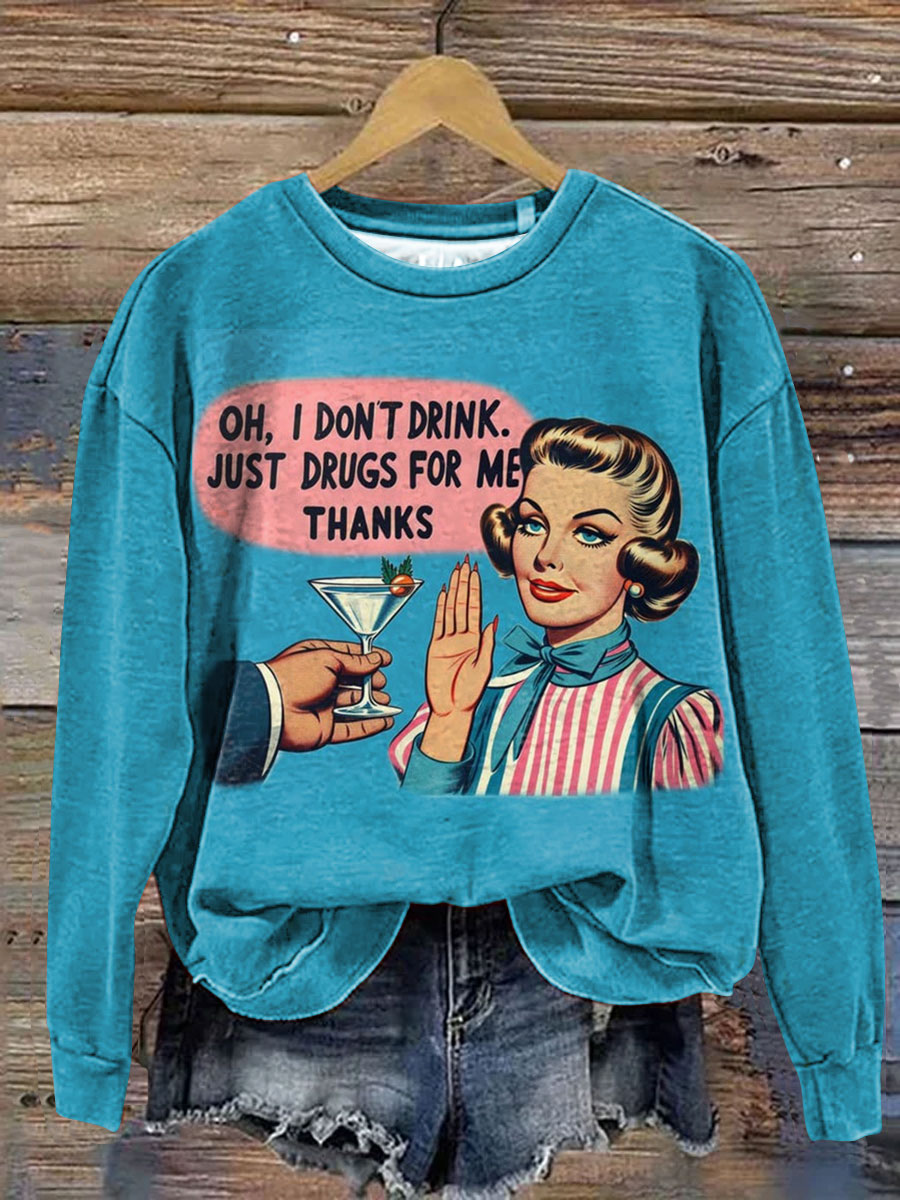 Vintage Funny Art Print Casual  Sweatshirt