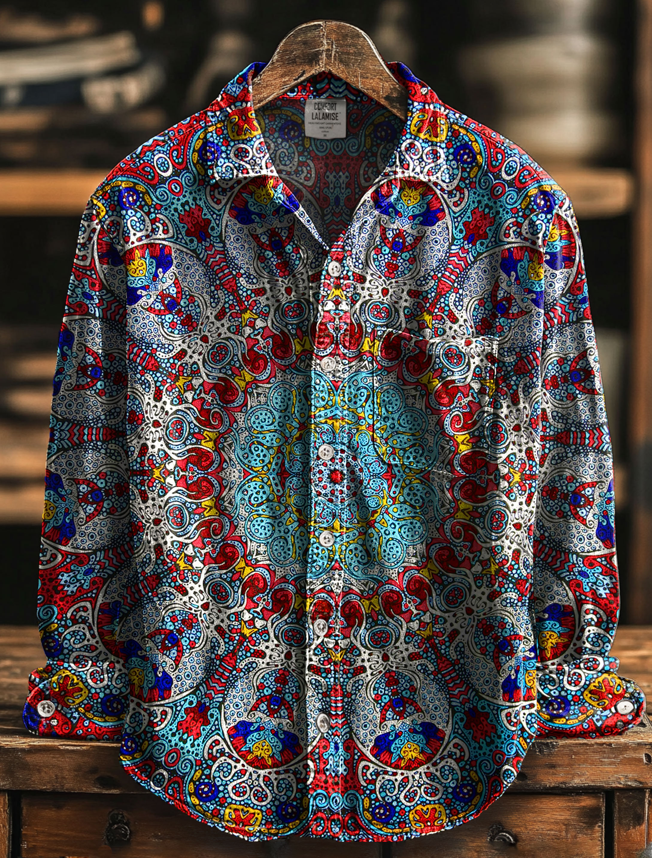 Abstrct Art Print 100% Cotton Long Sleeve Shirt