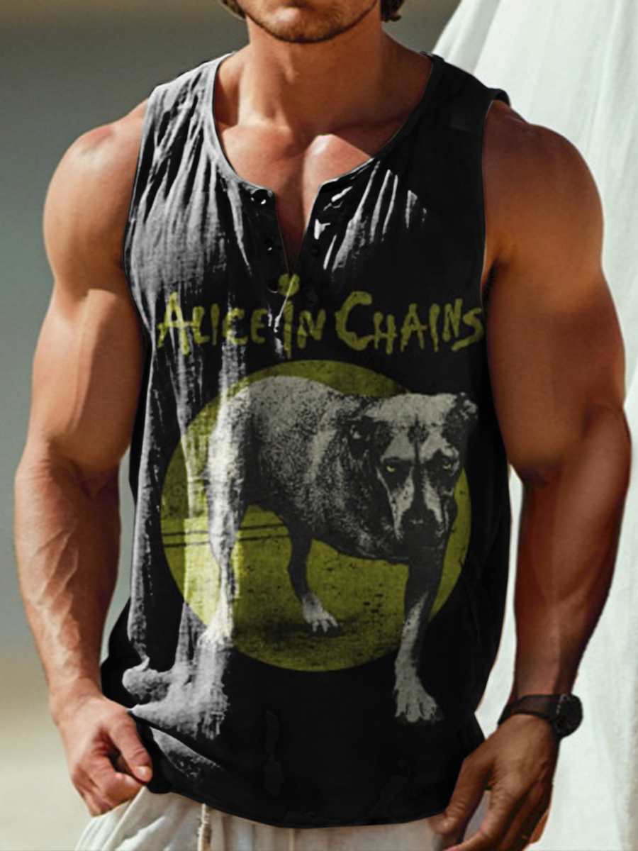 Alice in Chains Print 100% Cotton Casual Tank Top