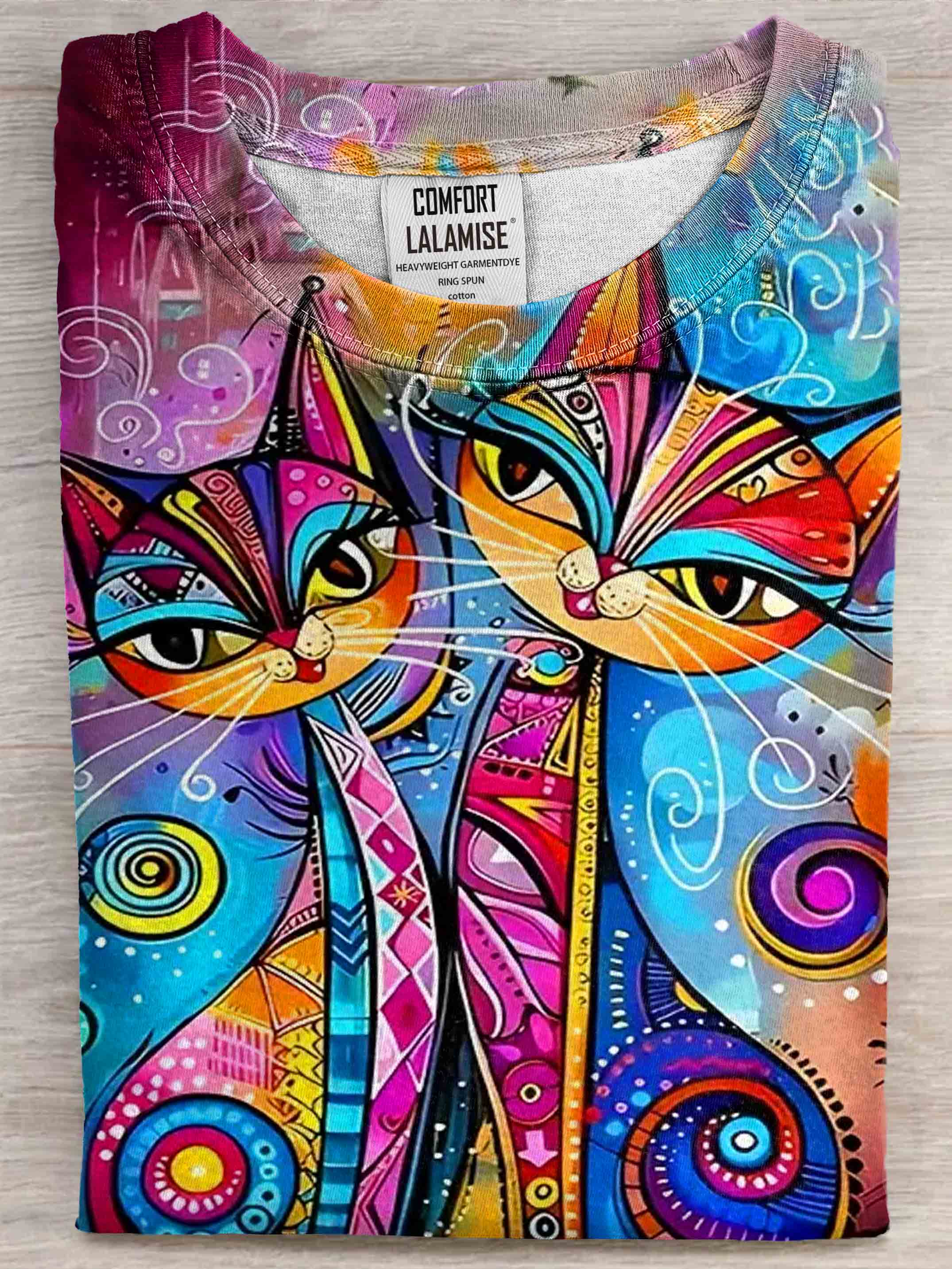 Cat Art Print Casual Short Sleeve T-shirt