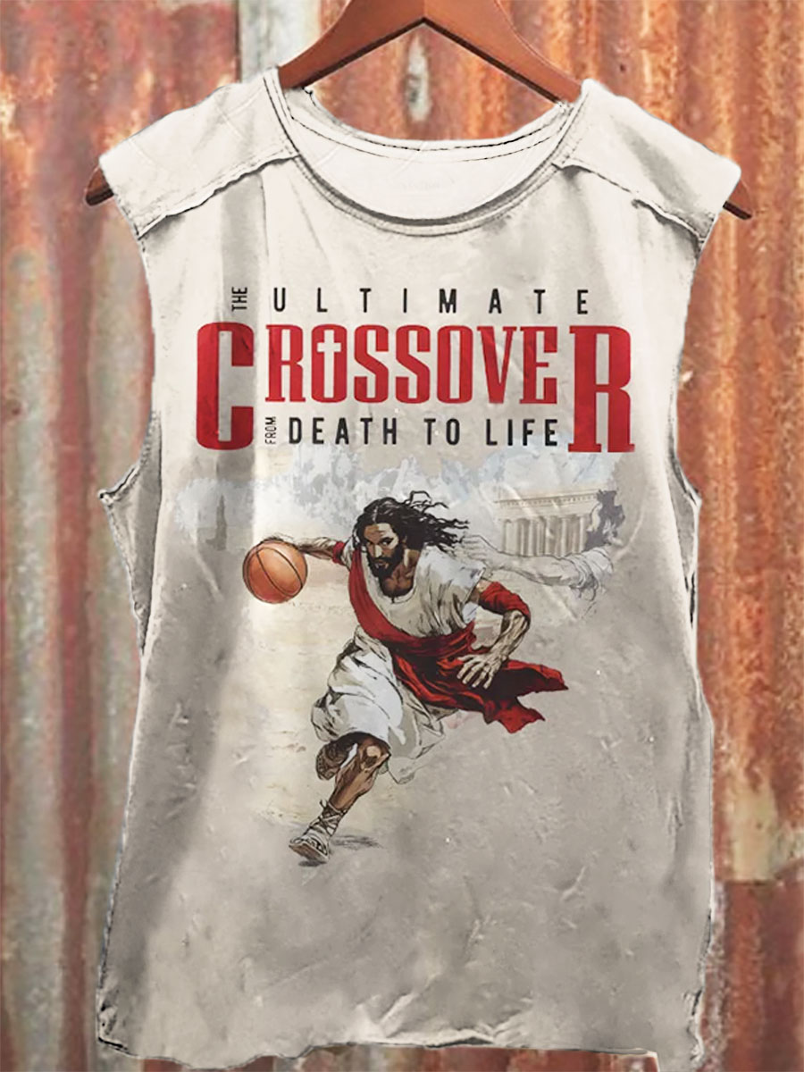 The Ultimate Crossover From Death To Life Vintage Print 100% Cotton Casual Tank Top