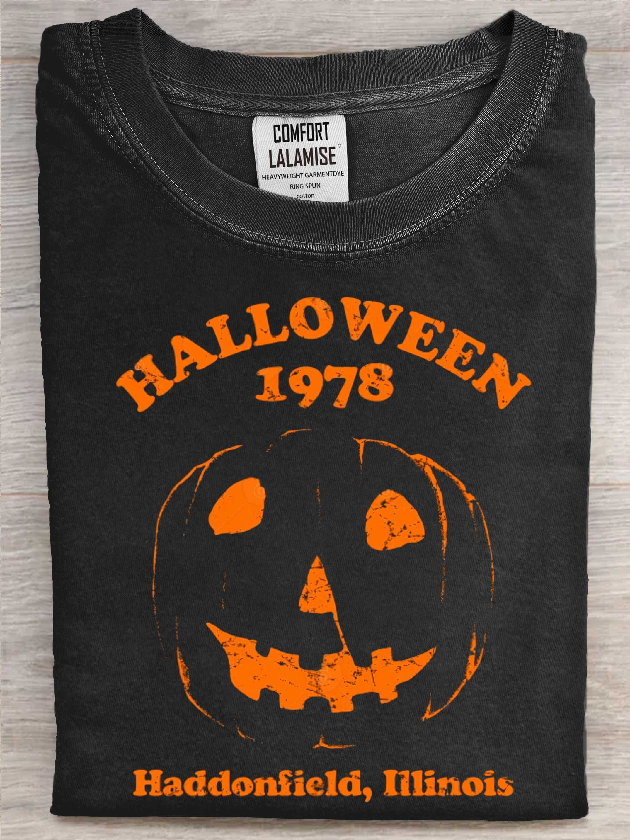 Halloween 1978 Holiday Spooky Myers Pumpkin Art Print Causal Cotton Short Sleeve T-shirt