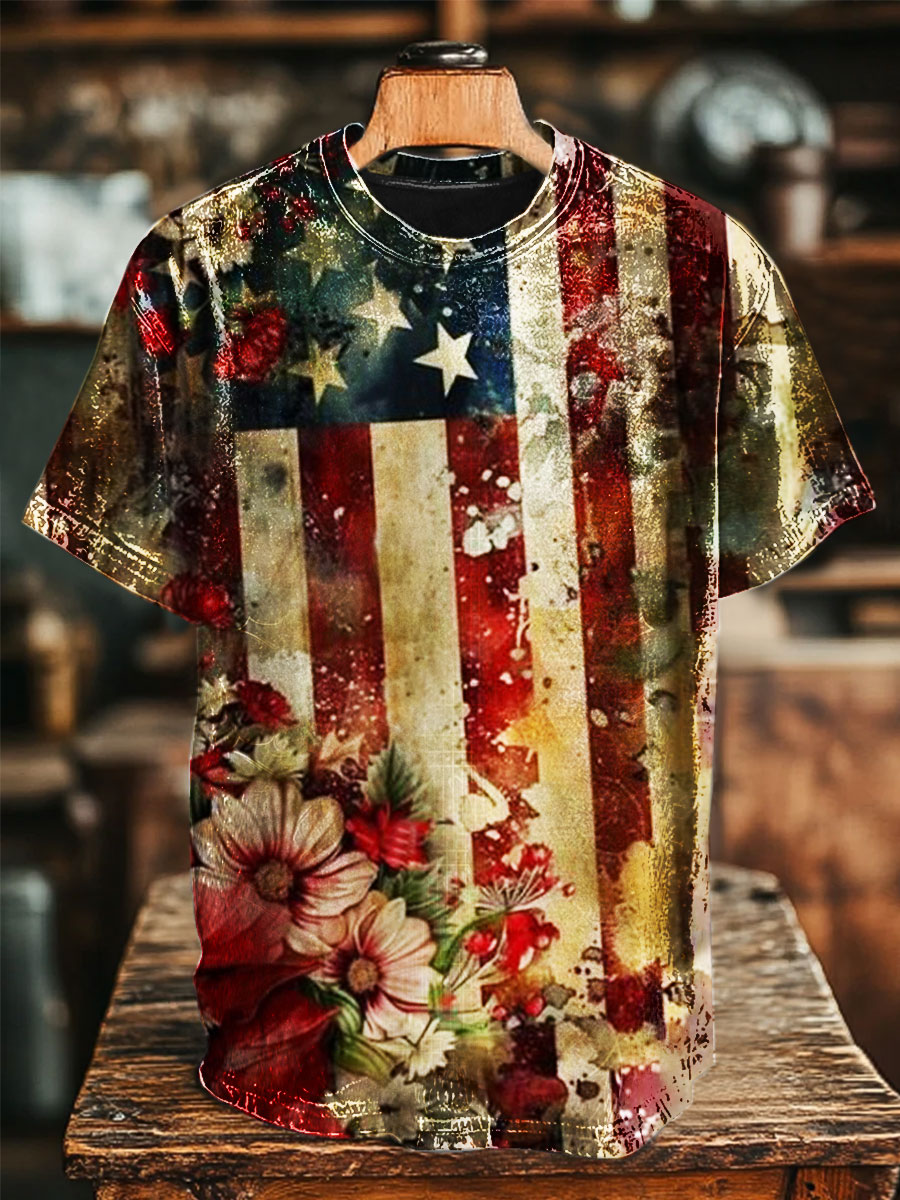American Flag Print Casual Top