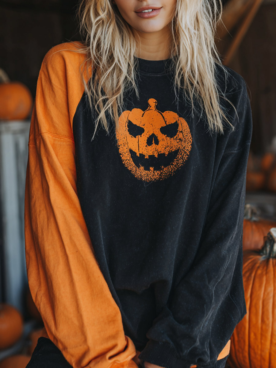 Vintage Halloween Pumpkin Print Art Sweatshirt