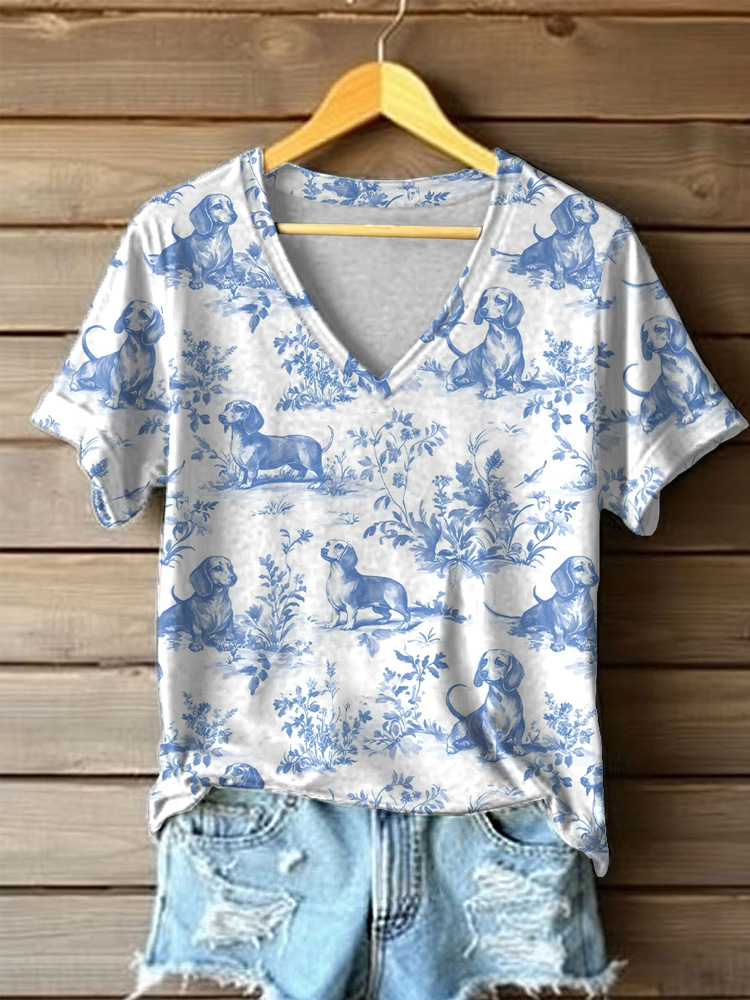 Women's Dachshund Dog Print Casual T-shirt