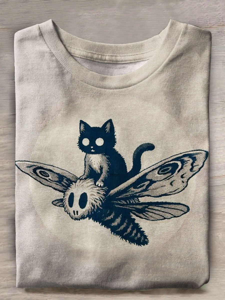 Cat Art Print Casual T-shirt