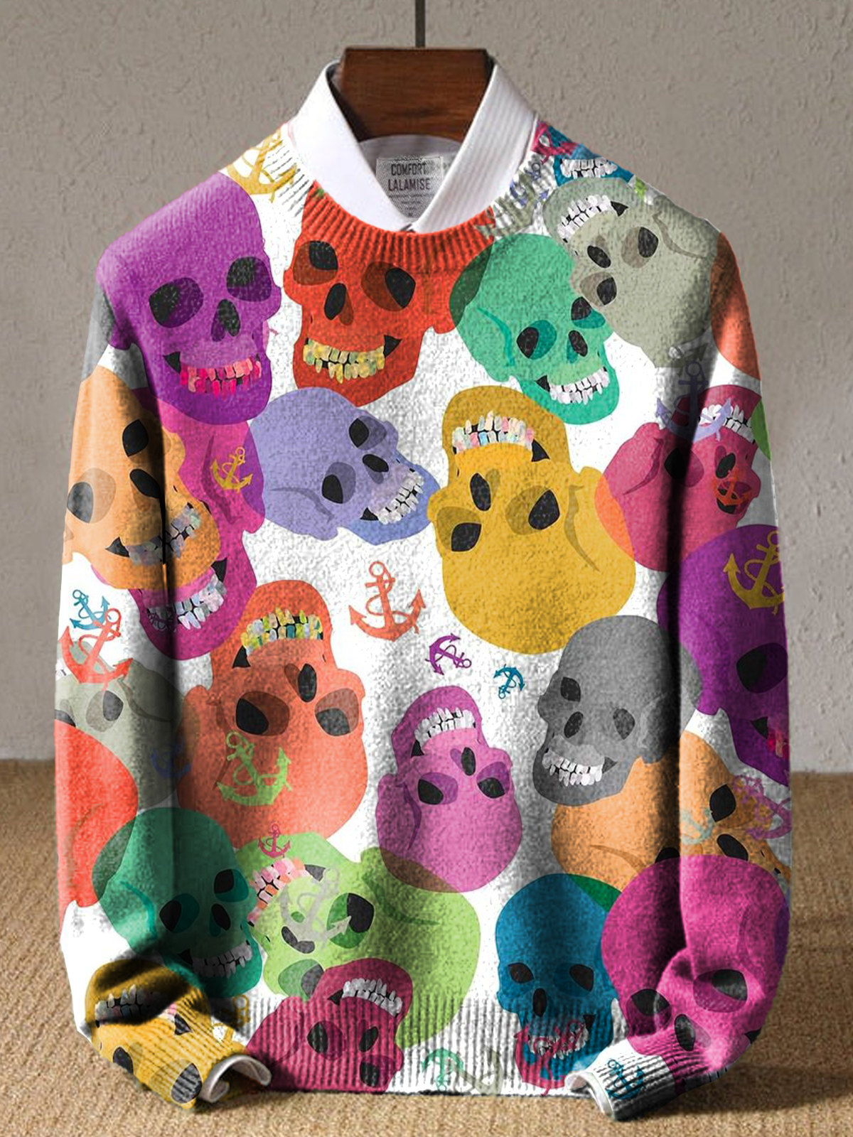 Vintage Fantasy skull  Art Print Knit Pullover Sweater