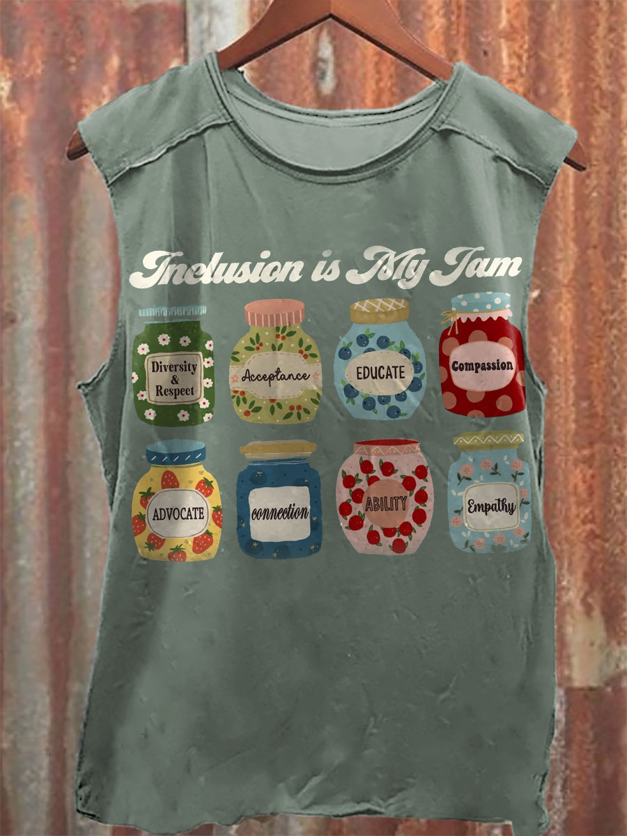 Vintage Print 100% Cotton Casual Tank Top