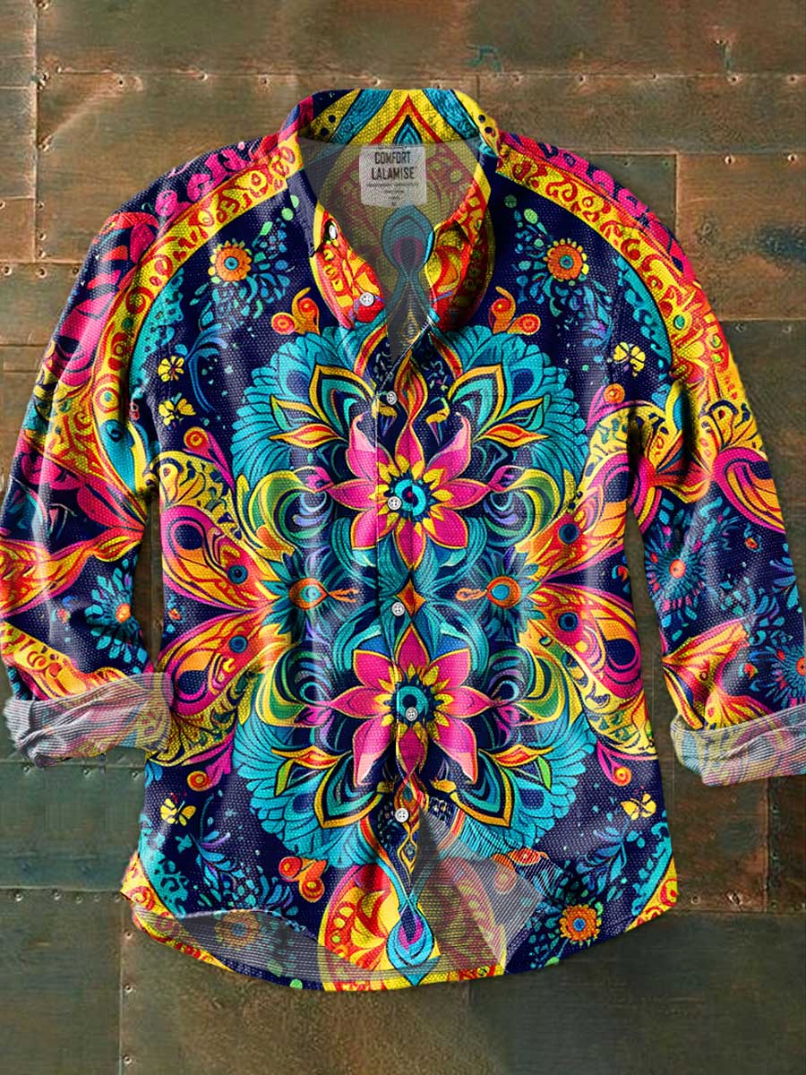 Abtstrct Art Print 100% Cotton Long Sleeve Shirt