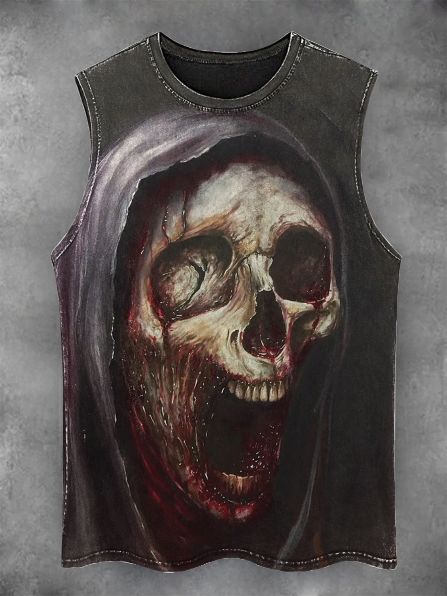 Horror Skull Print  Casual Tank Top