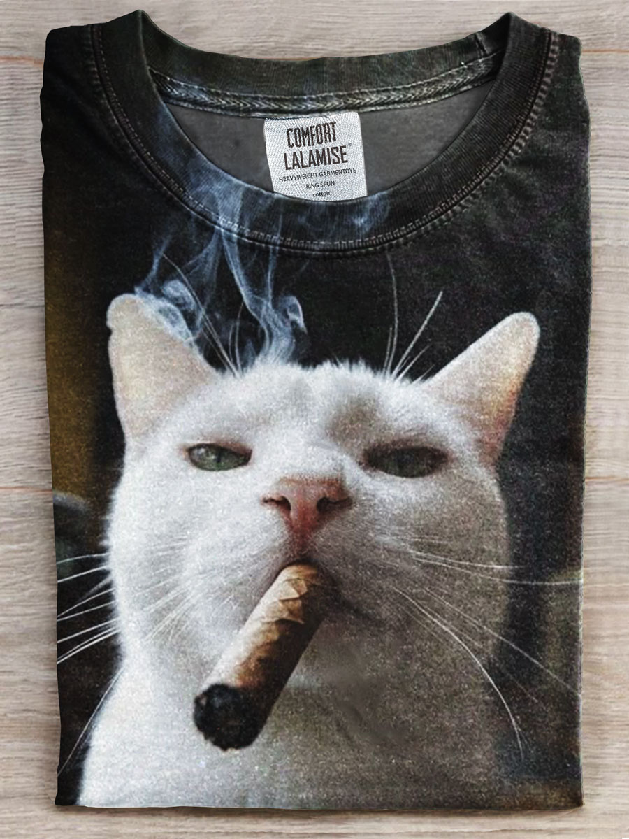 Cat Print Casual T-shirt