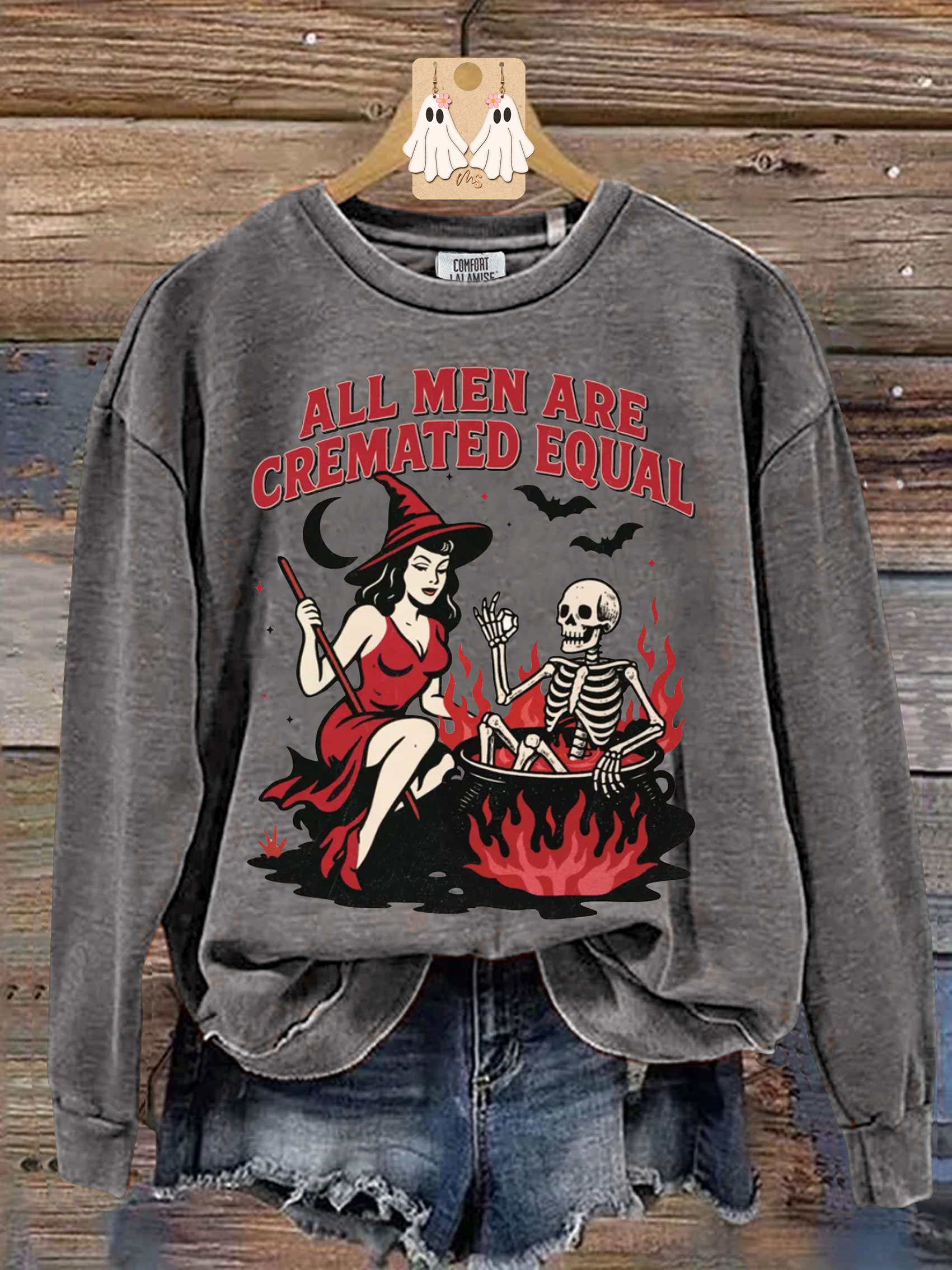 Cremated Men Feminist Halloween Print Casual Sweatshirt