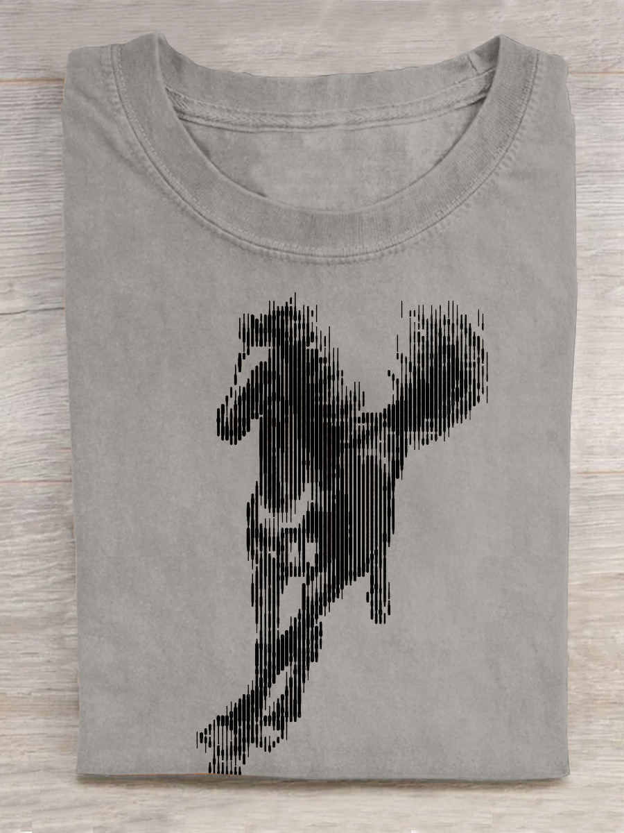 Horse Art Print Casual Short Sleeve T-Shirt
