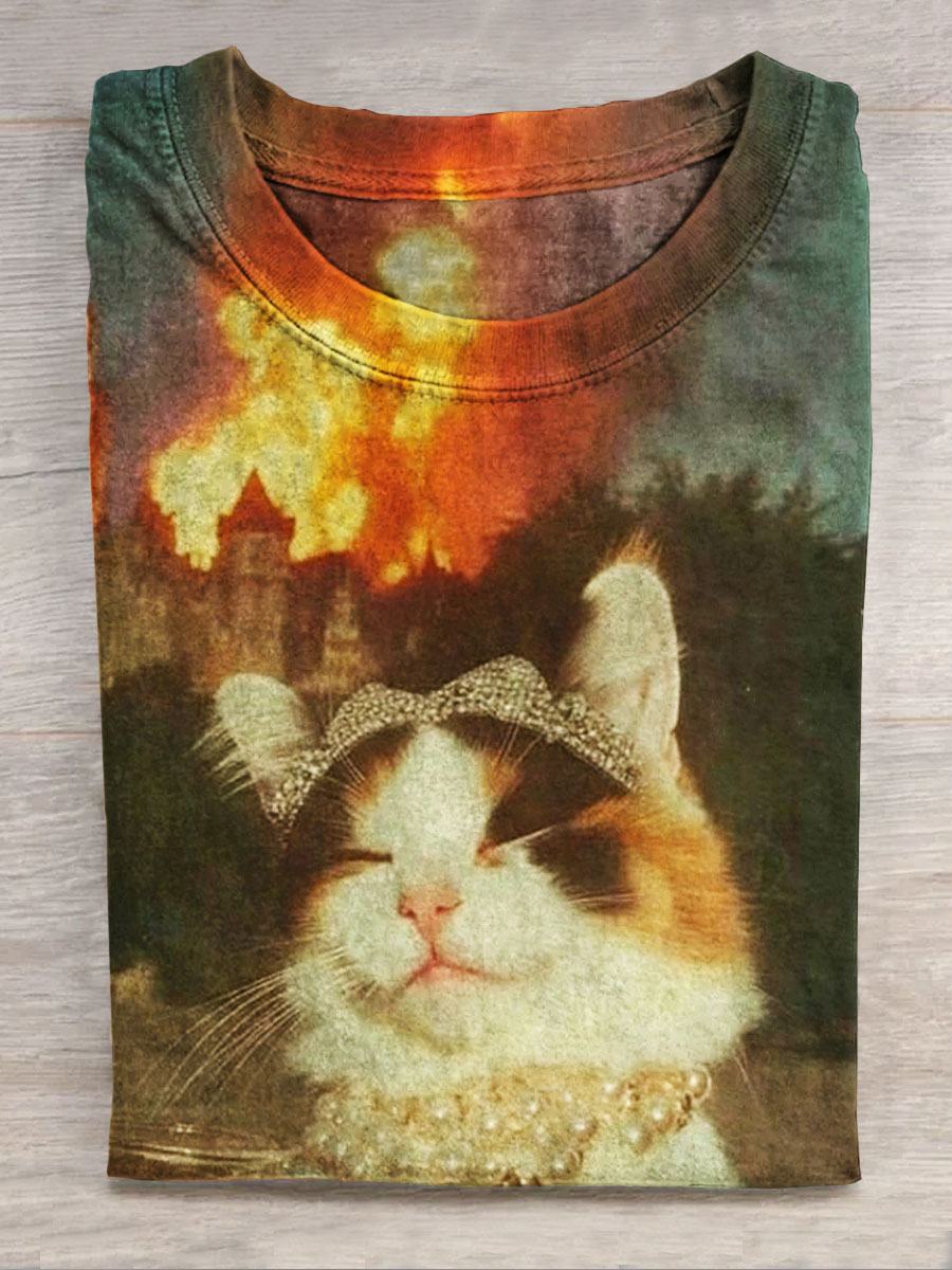 Funny Cat Printed Casual Top
