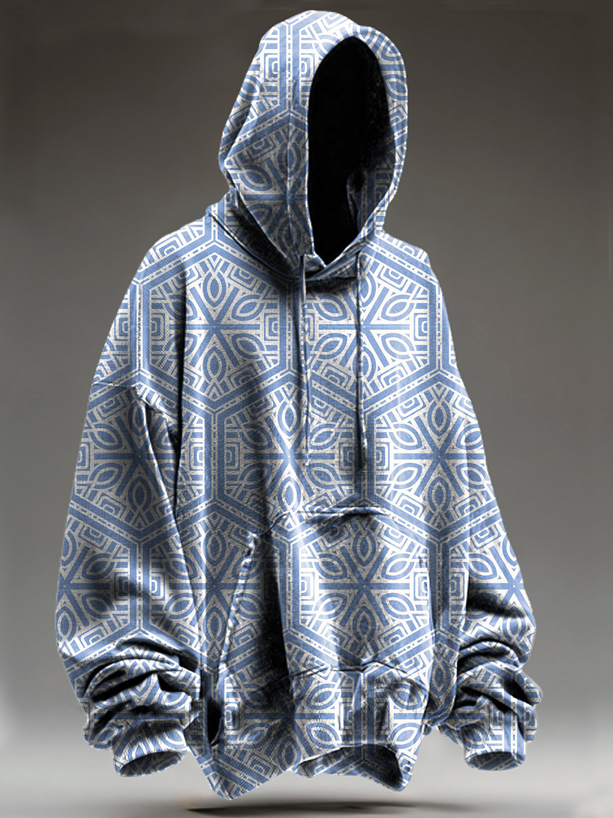 Unisex Vintage Abstract Blue Ethnic Totem Art Print Casual Sweatshirt