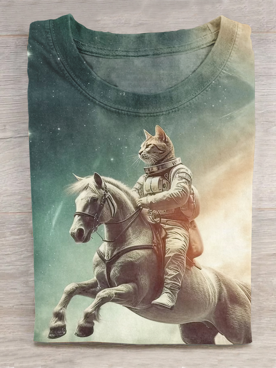 Horse Art Print Casual Short Sleeve T-Shirt