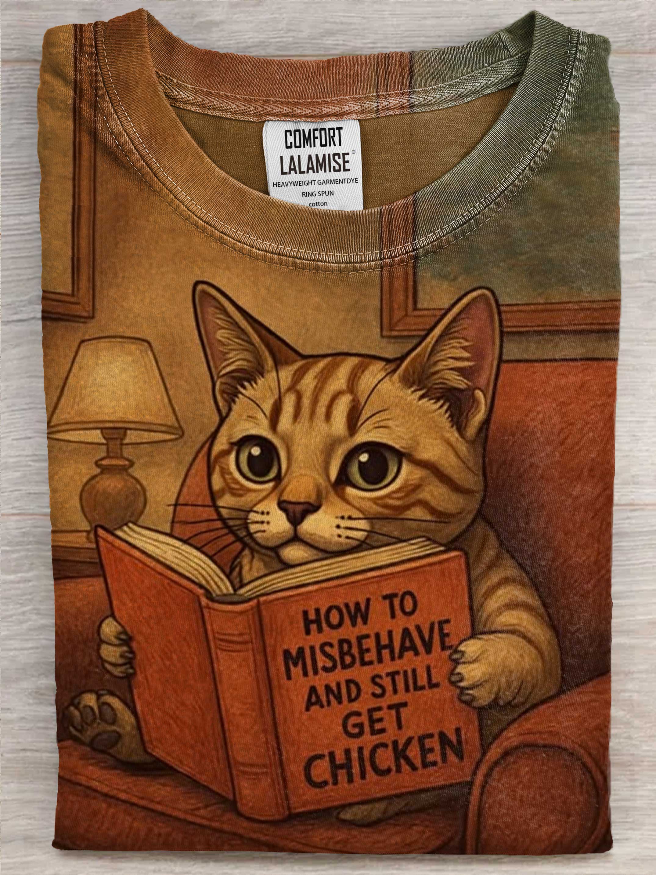 Funny Cat Art Print Casual Cotton Short Sleeve T-shirt