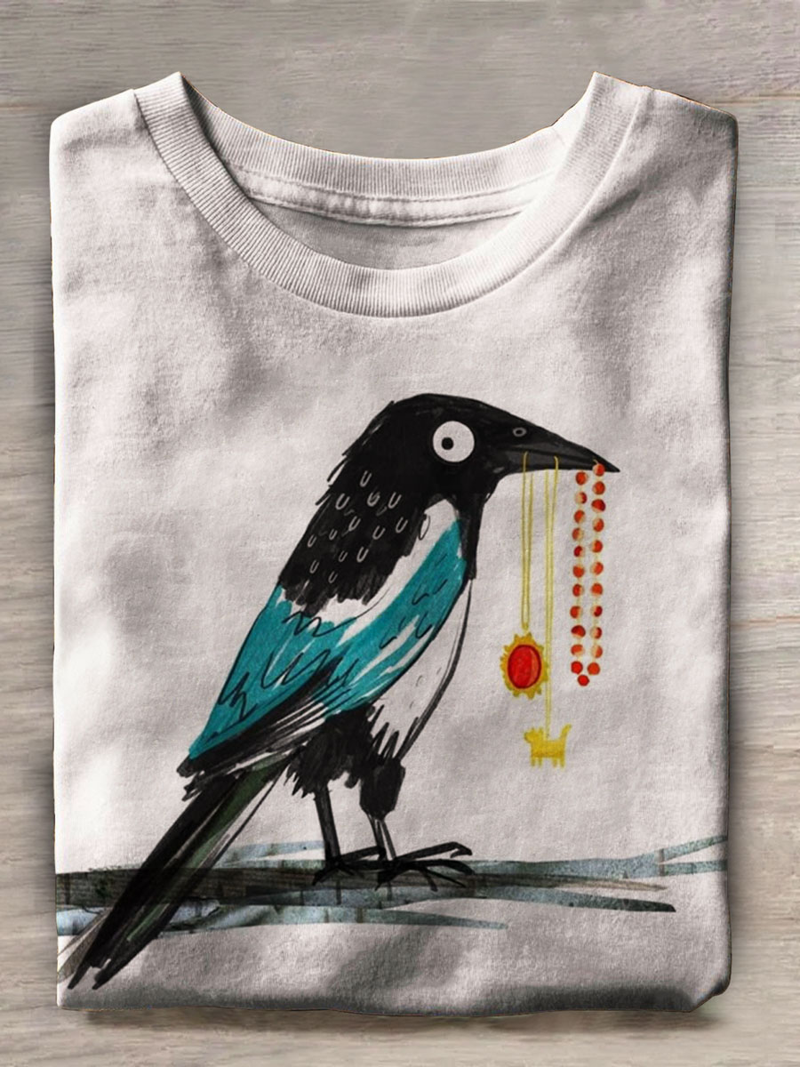 Bird Print Casual T-shirt