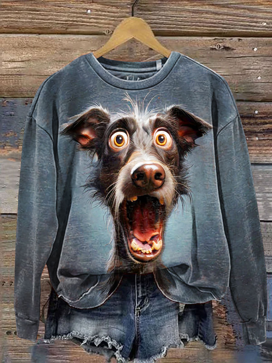 OMG Funny Dog Art Print Casual  Sweatshirt